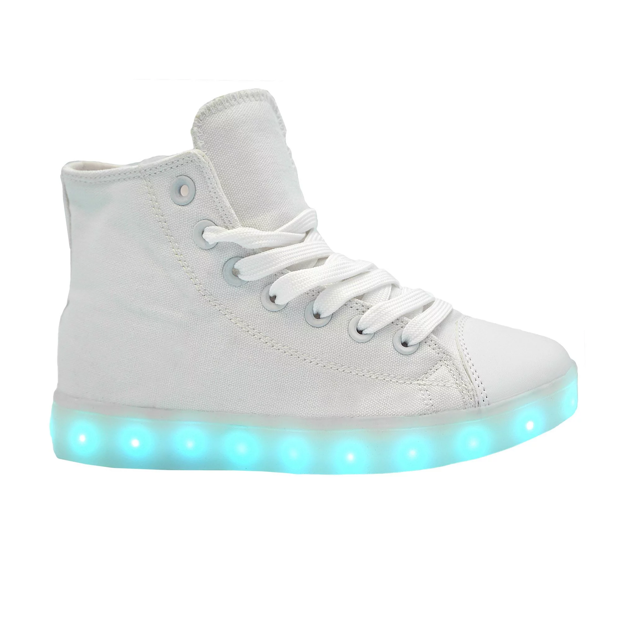 Family Smiles LED Light Up Sneakers Hightop Women White Shoes US 6.5 / EU 37