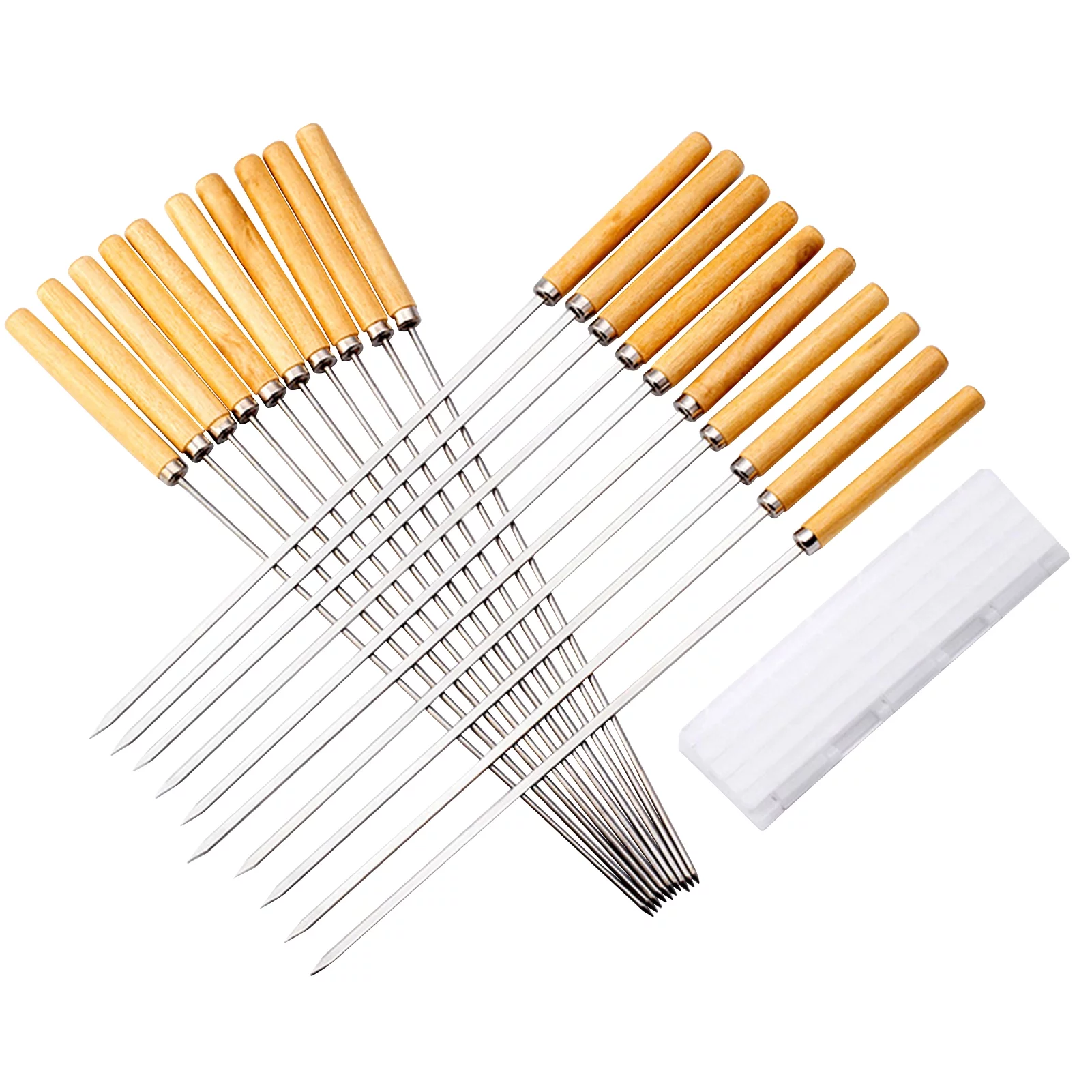 Anself 20PCS Barbecue Skewer Grilling Kabob Reusable Metal Skewers Heavy Duty Stainless Steel BBQ Shish Kabob Tools for Hot Dog Meats Fish Vegetables Steak