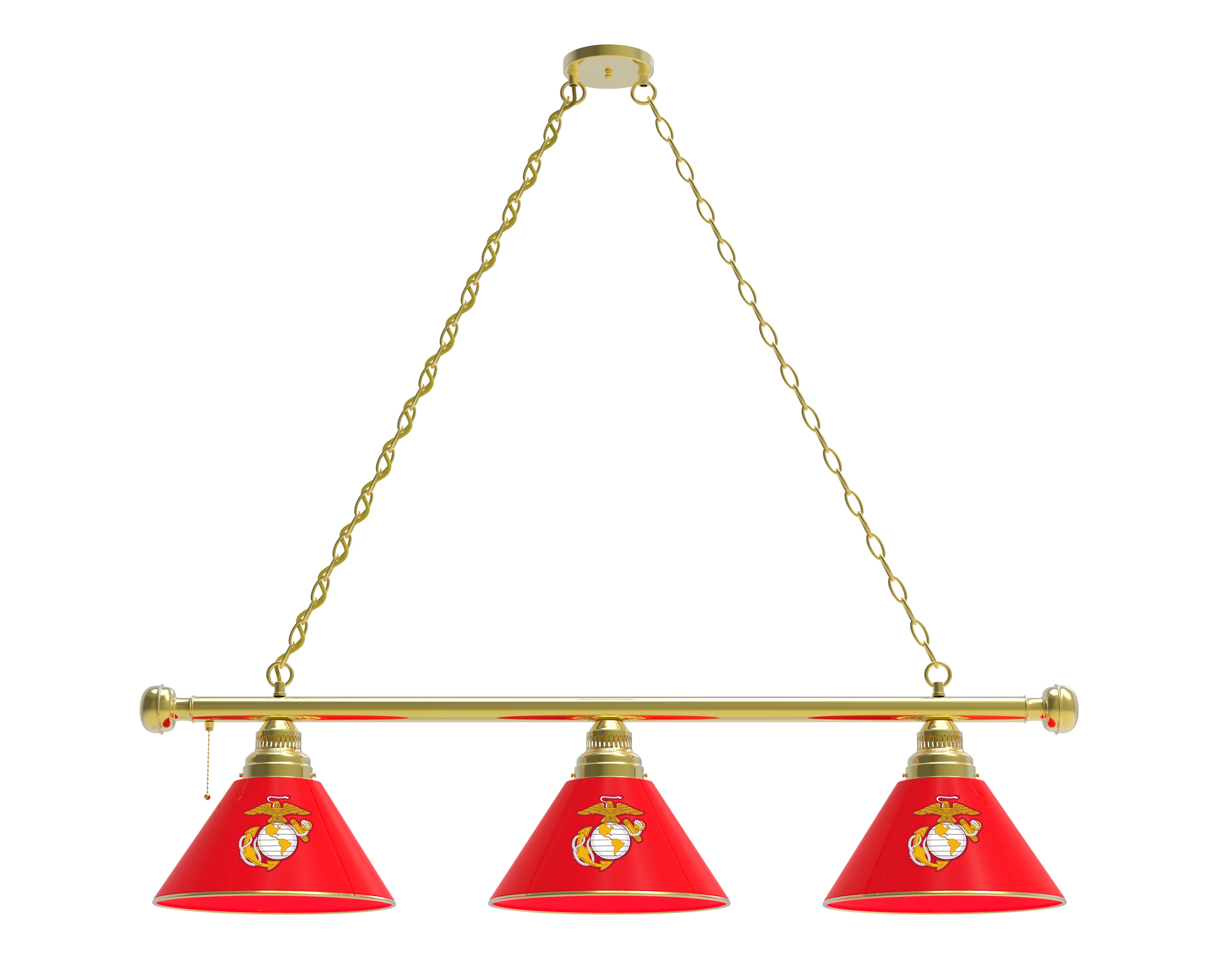 United States Marine Corps (Red/Yellow) Pendant Light with Brass Fixture