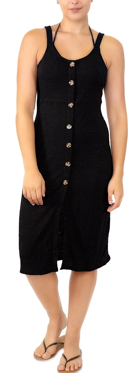 Miken BLACK Juniors' Adjustable Button-Front Swim Cover-up, US Medium