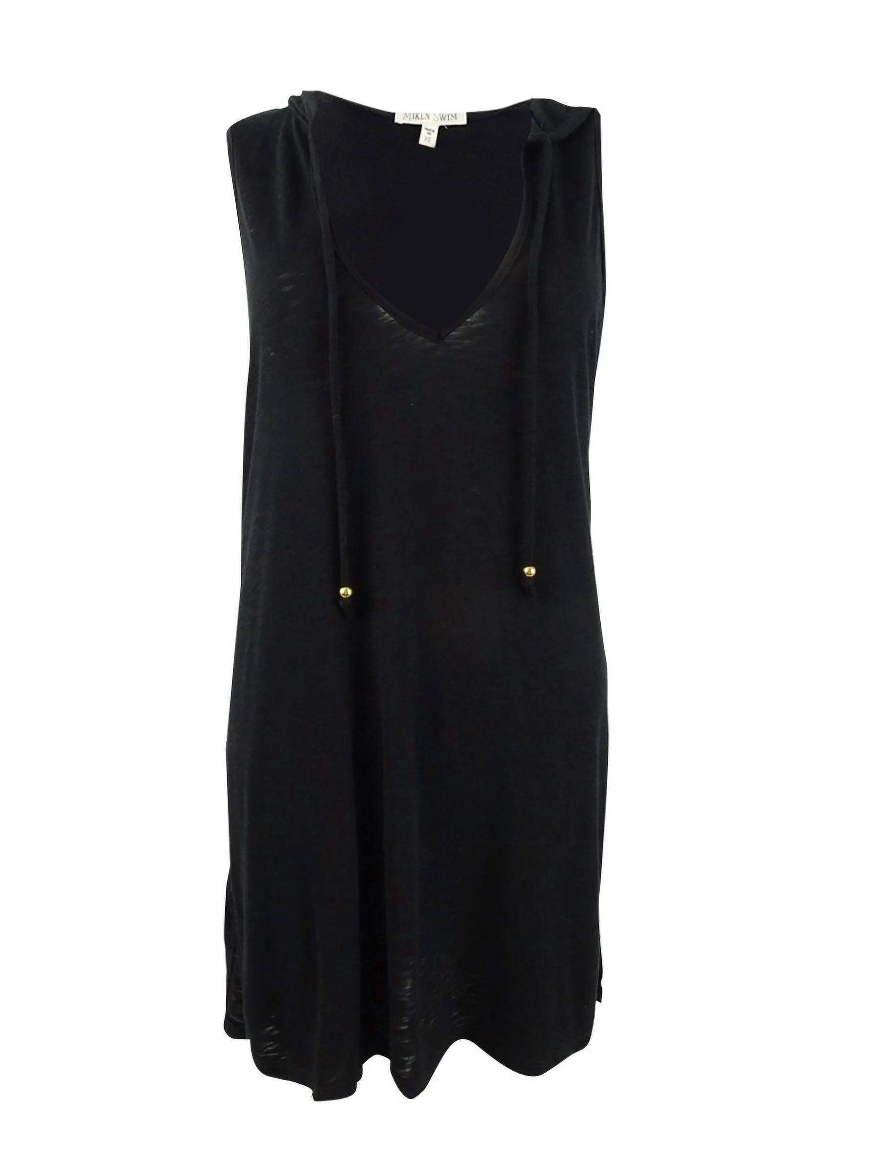 Miken Women's Sleeveless Hoodie Dress Swim Cover-Up (XS, Black)