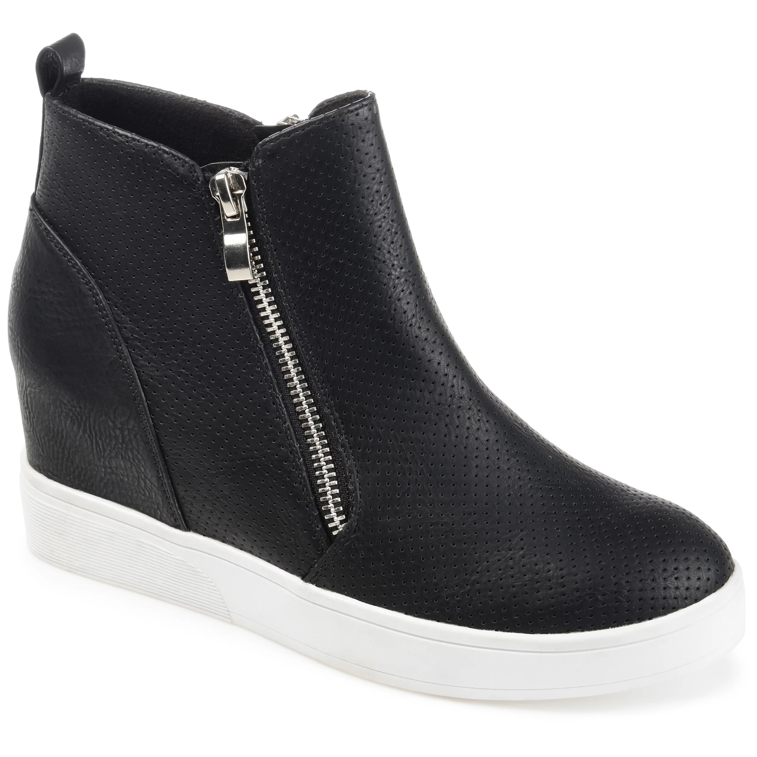 Journee Collection Womens Pennelope Round Toe Double Zip Wedge Sneakers
