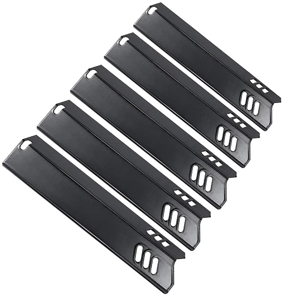 Grisun Porcelain Steel Grill Heat Plate Shield Burner Cover for Dyna-Glo DGF493BNP DGF510SBP DGF510SSP, Backyard BY13-101-001-13, BY14-101-001-02, BY15-101-001-02 Uniflame GBC1059WB 15 inch 5 PC