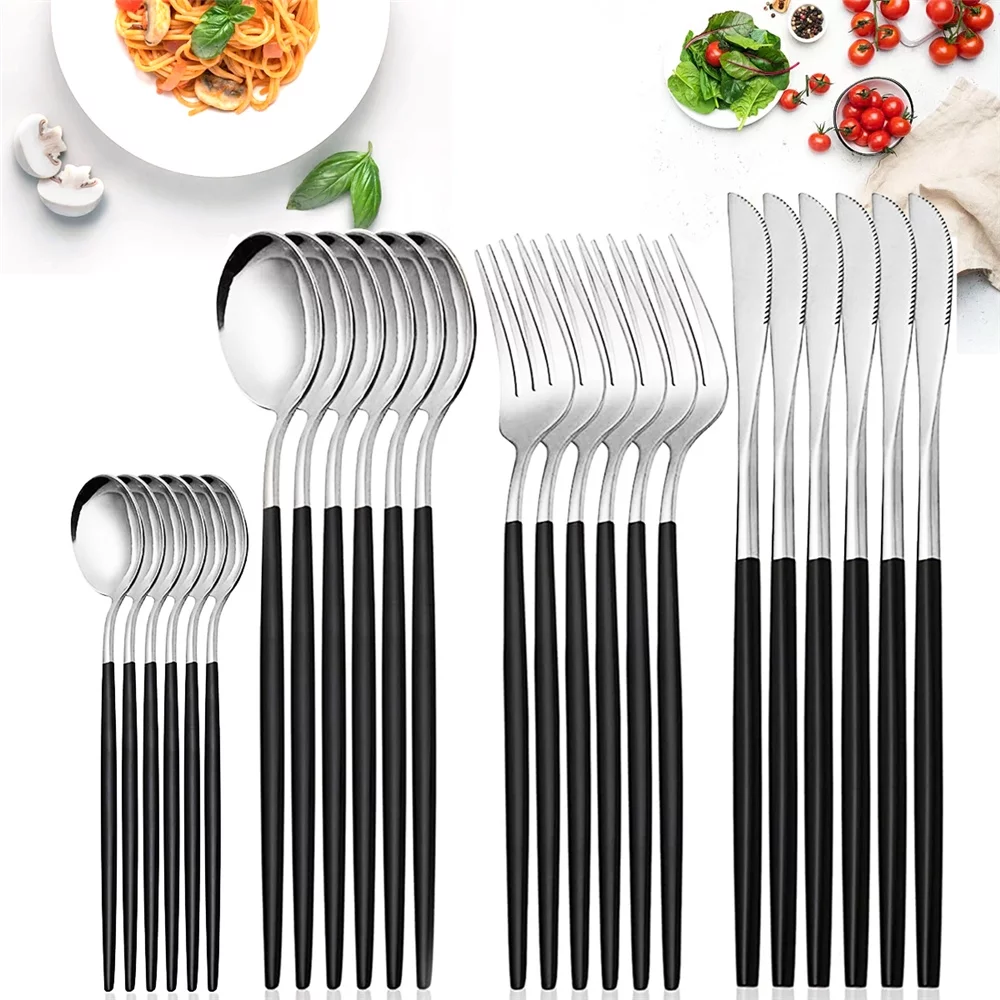 Myvit 304 Stainless Steel Silverware Set,24 Piece Flatware Set Service for 6, Cutlery Utensils Set Include Knives/Forks/Spoons, Mirror Polished and Dishwasher Safe