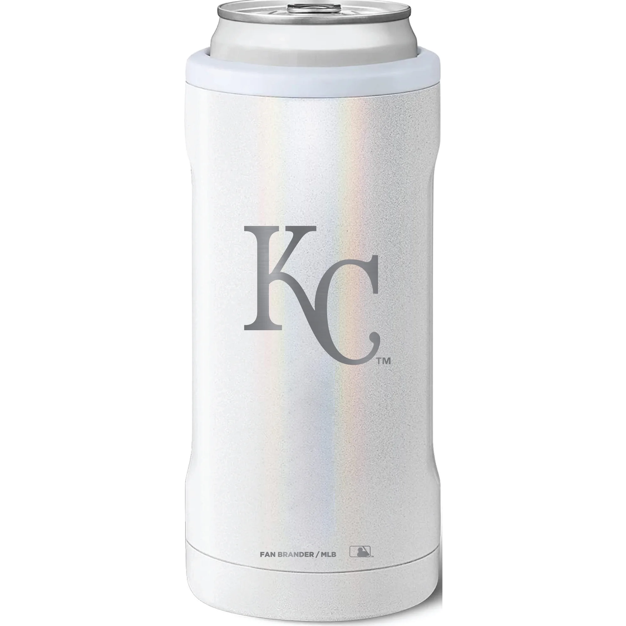 BruMate Kansas City Royals 12oz. Primary Mark Glitter Slim Can Cooler