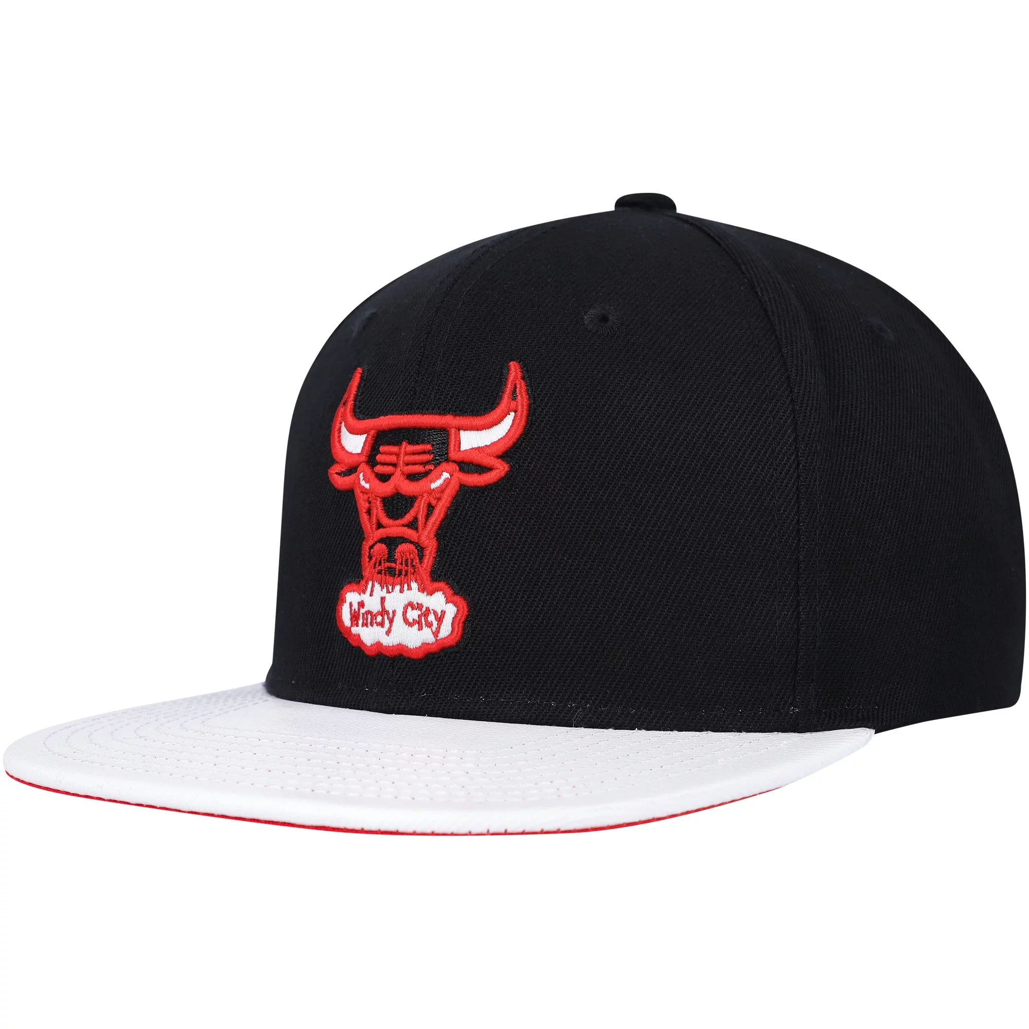 Men's Mitchell & Ness  Black/White Chicago Bulls Hardwood Classics-Wear Away Visor-Snapback Hat - OSFA