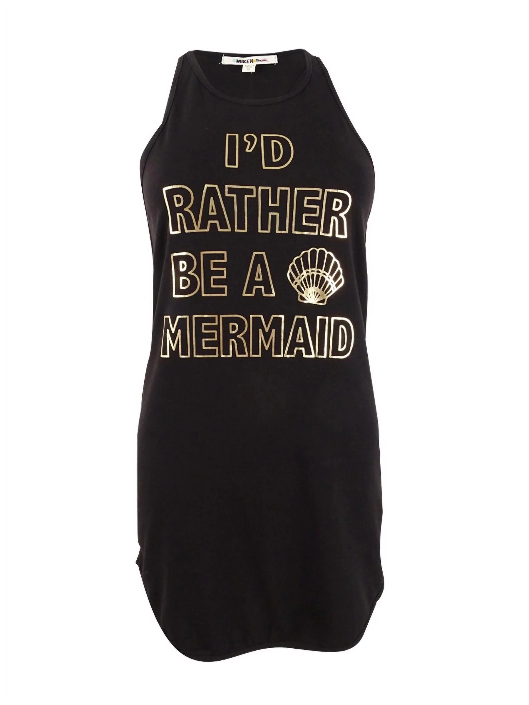Miken Women's Graphic Racerback Tank Dress Swim Cover-Up (XS, Black)