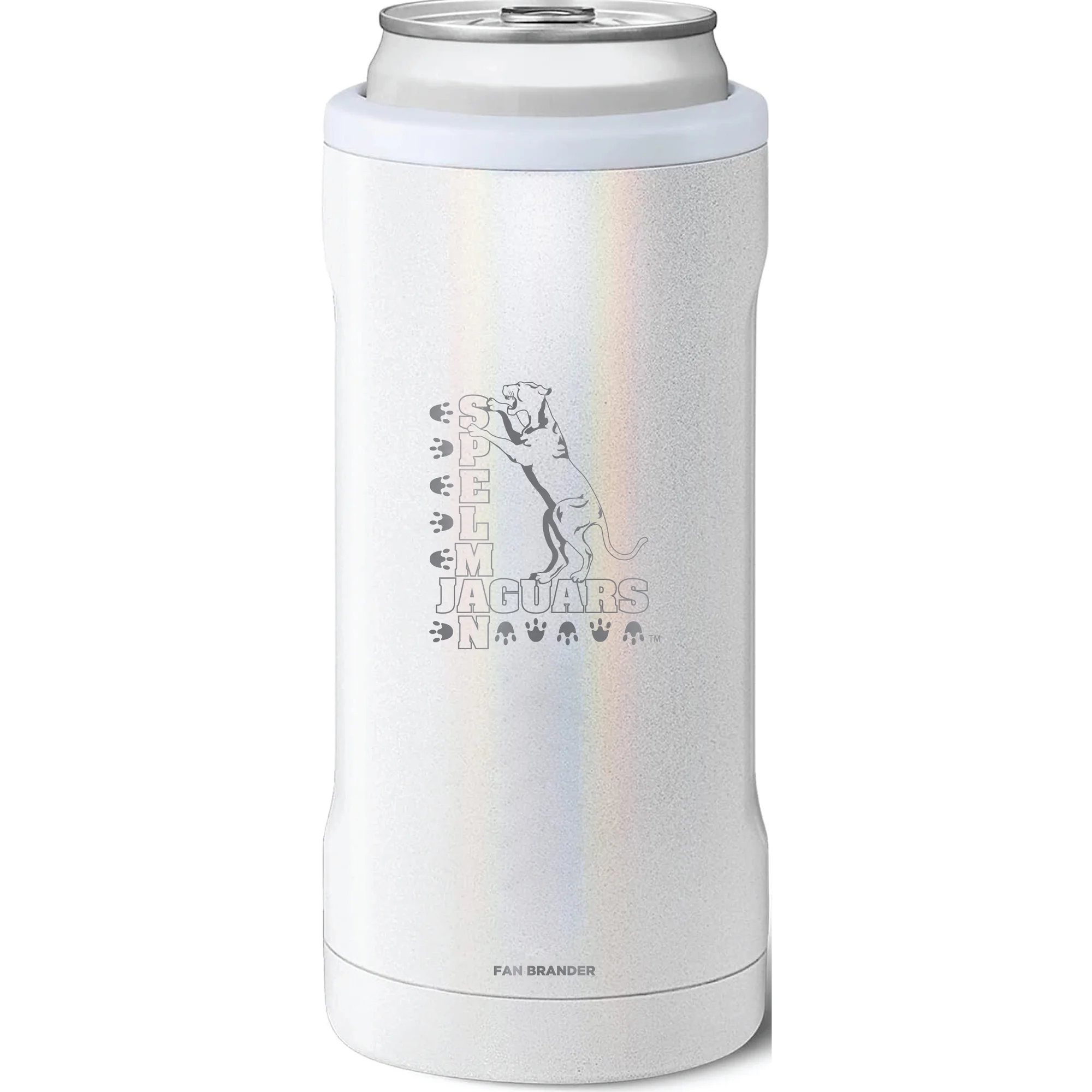 BruMate Spelman College Jaguars 12oz. Primary Mark Glitter Slim Can Cooler