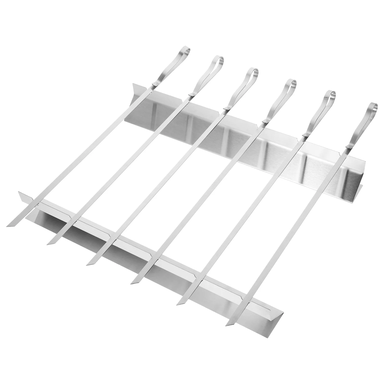 1 Set of BBQ Skewers with Rack Set Stainless Steel Barbecue Rack Portable BBQ Skewers with Holder Kit