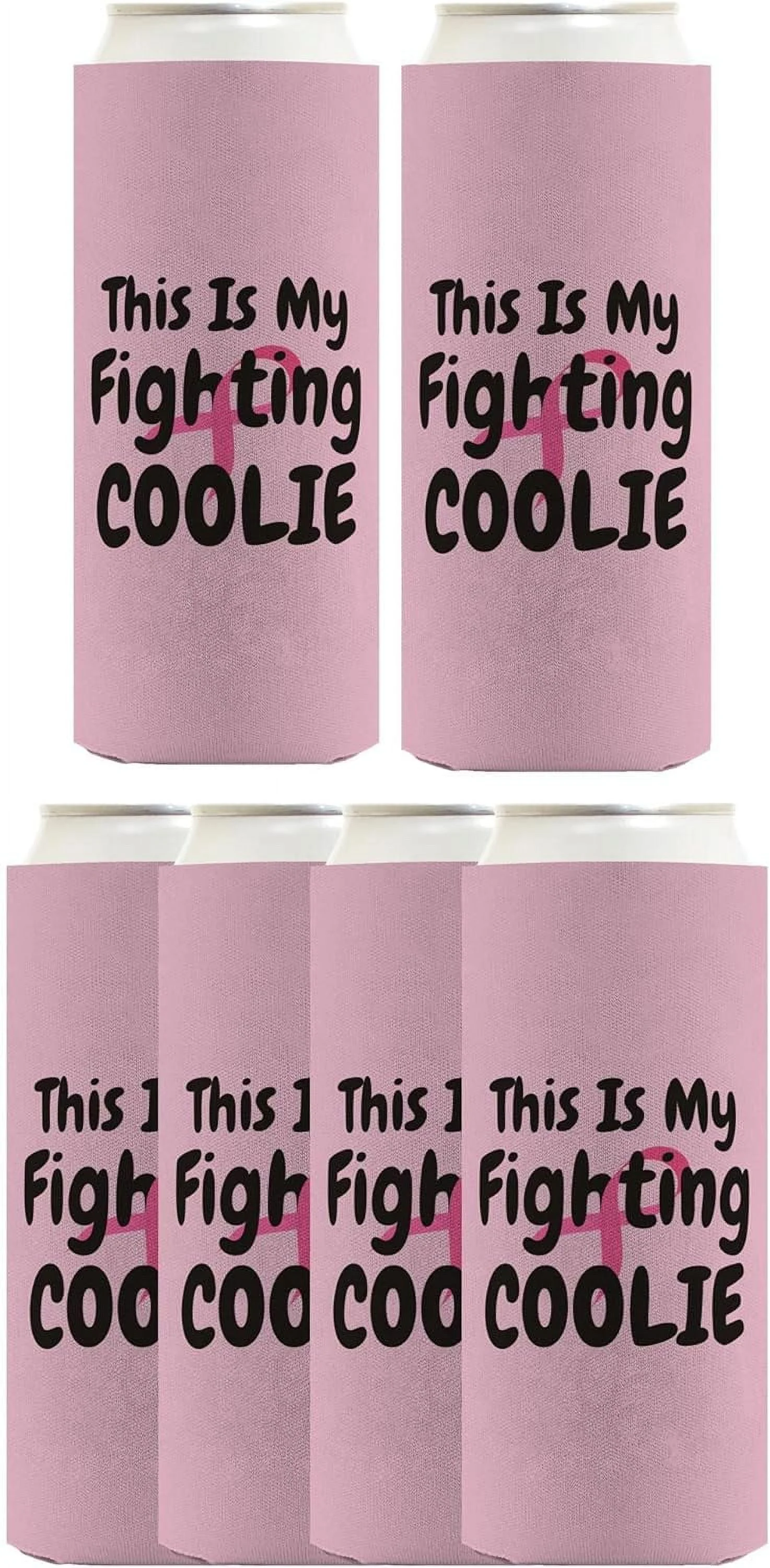Breast Cancer Gifts For Women This Is My Fighting Coolie 6-Pack Ultra Slim Can Coolers Ribbon