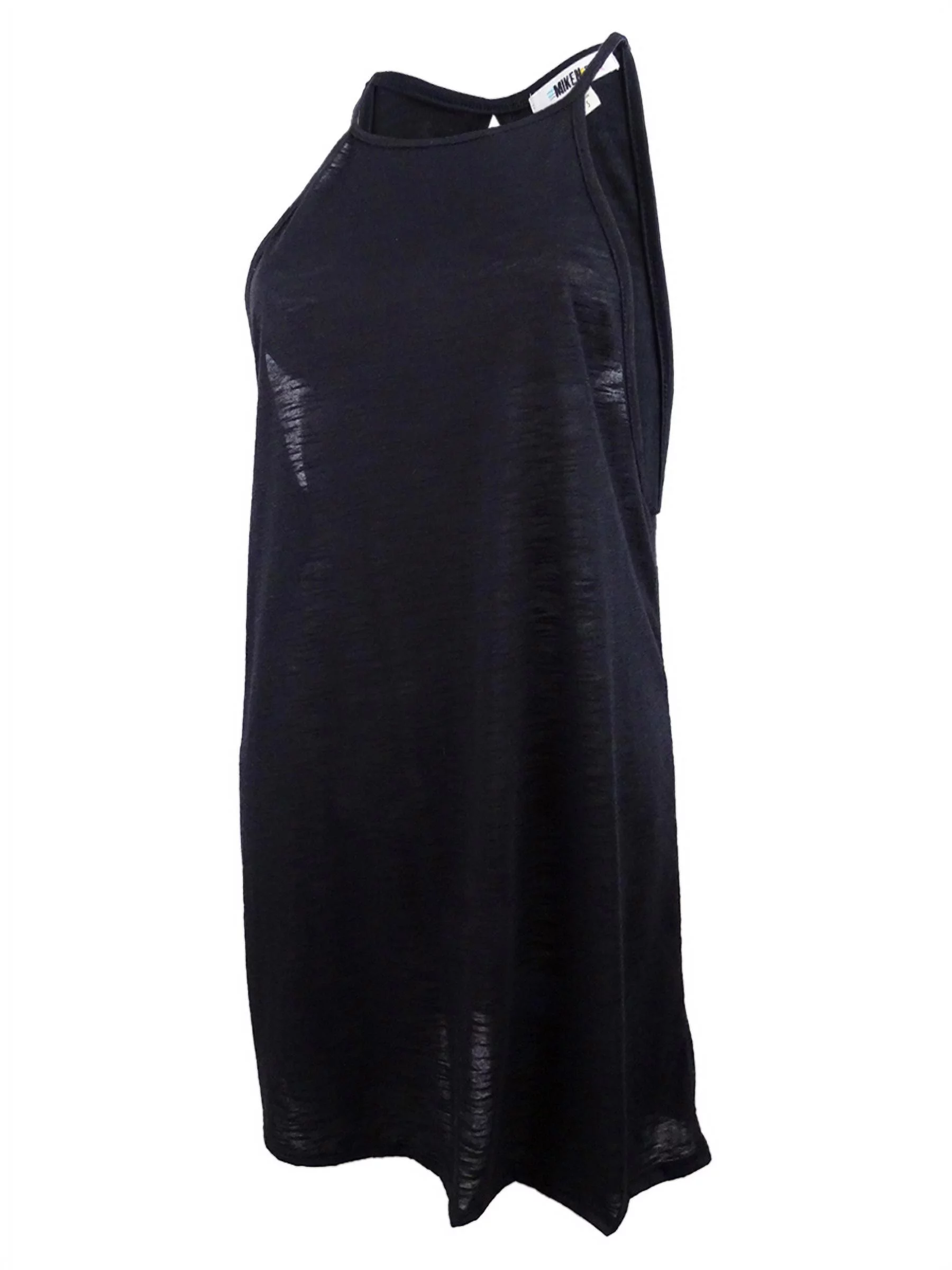 Miken Womens Keyhole Back Tank Dress Swim Cover-Up (S, Black)