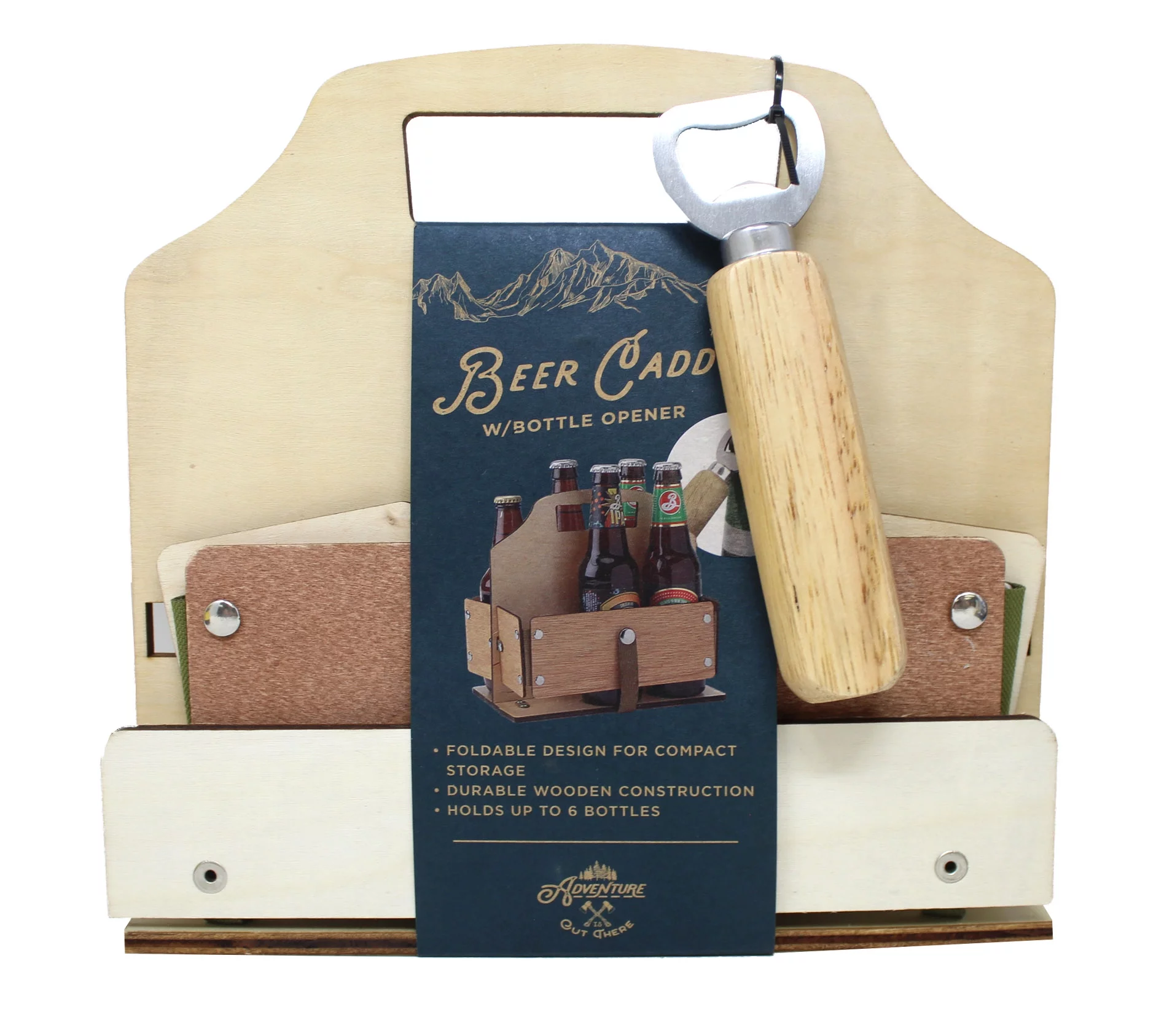 Adventure is Out There Beer Caddy with Bottle Opener