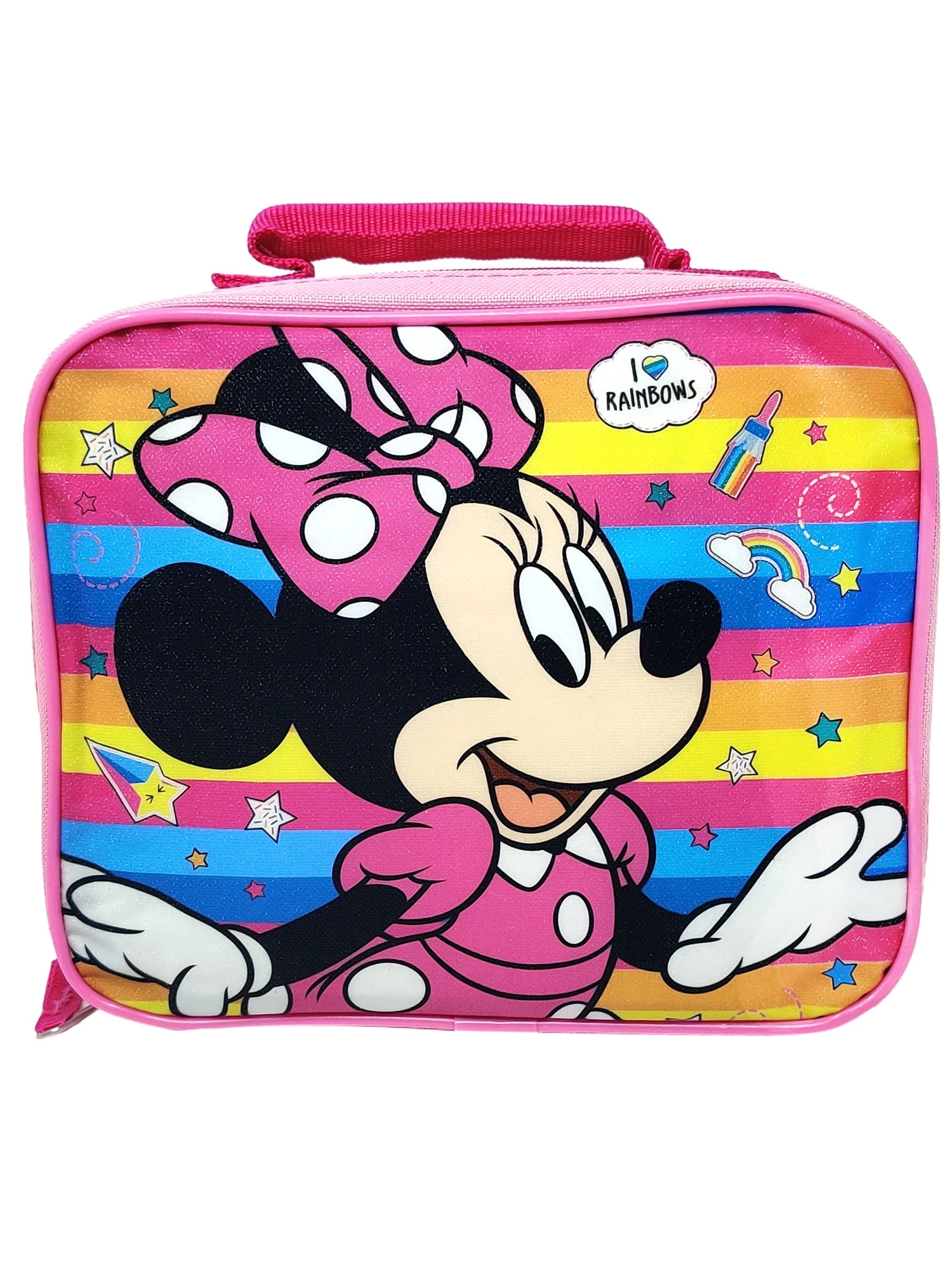 Disney Minnie Mouse Insulated Lunch Bag Pink I Love Rainbows Stars