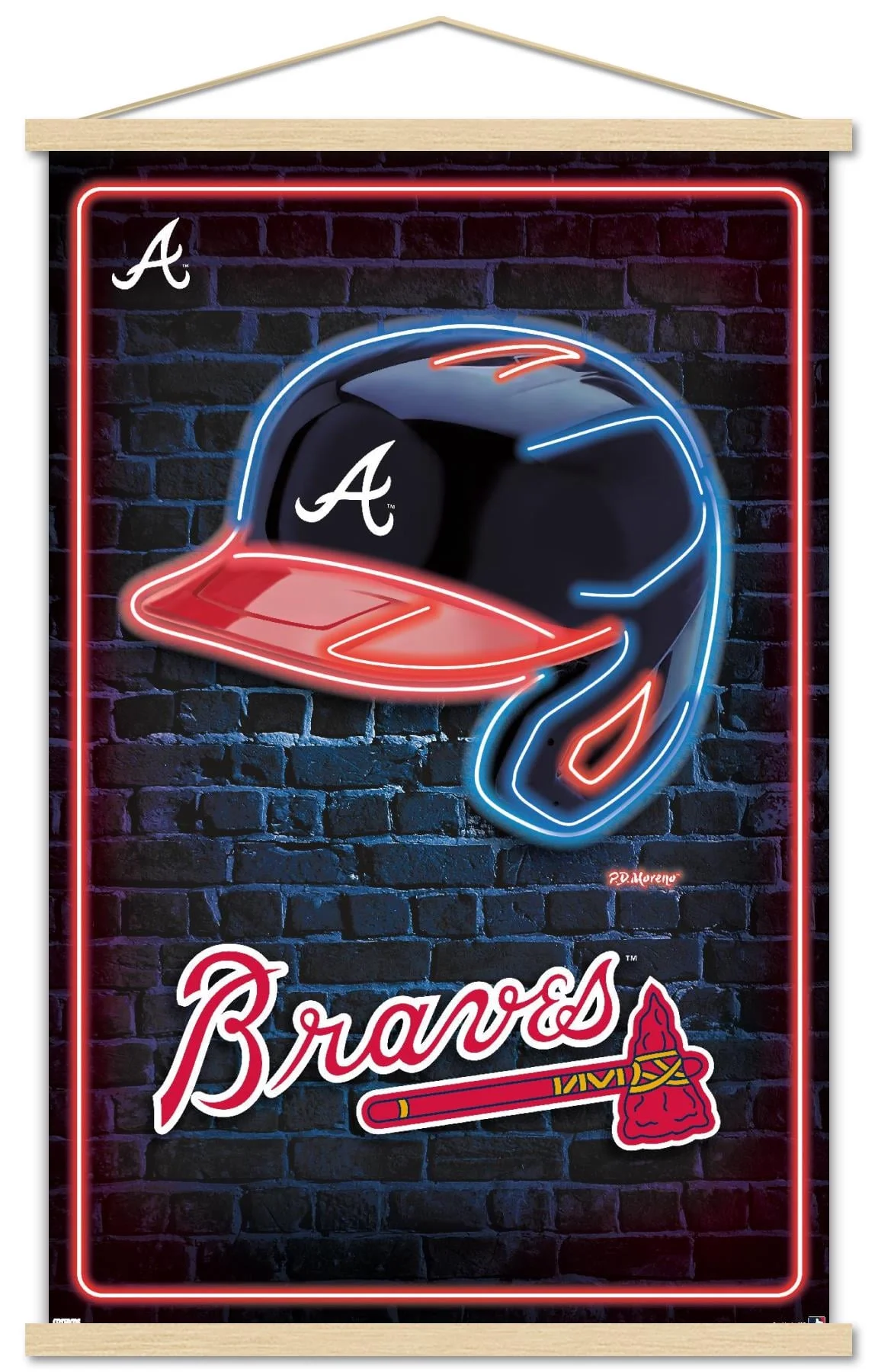 MLB Atlanta Braves - Neon Helmet 23 Wall Poster with Magnetic Frame, 22.375 x 34