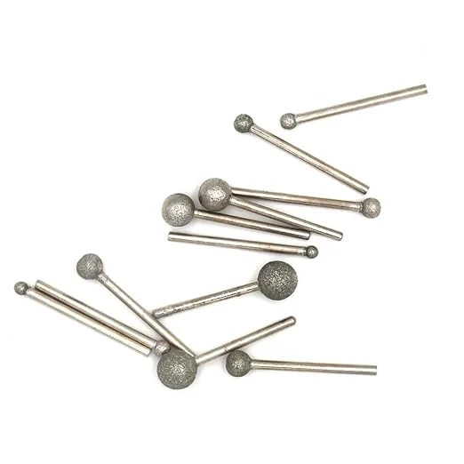 Preamer 12 Pcs 1/8 Shank Diamond Tipped Coated Mount Point Rotary Grinding Head Jewelry Lapidary Burr, 4-12MM Head