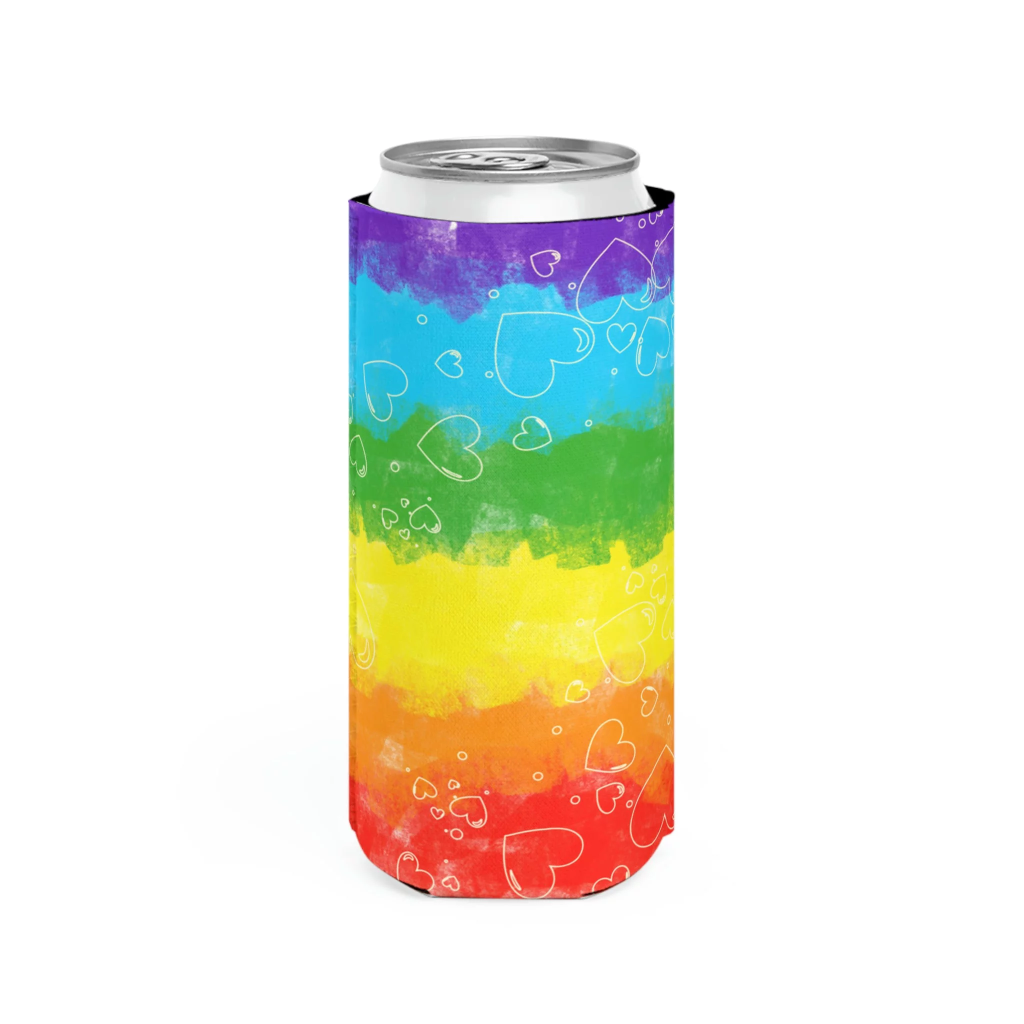 Pride Hearts Slim Can Cooler