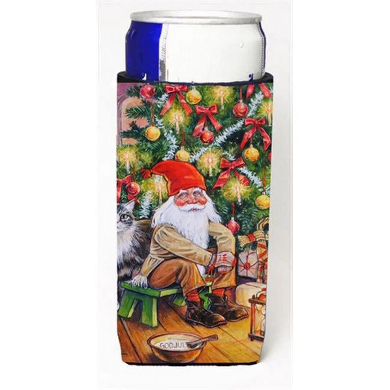 Christmas Gnome by the Tree Michelob Ultra Can coolers for Slim Cans