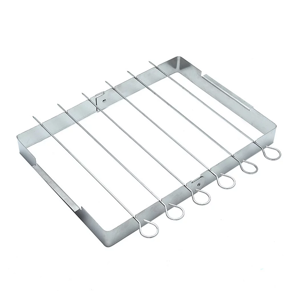 Rinhoo BBQ Skewer Rack Stainless Steel Barbecue Skewer Set Detachable Grill Picnic Holder for Outdoor
