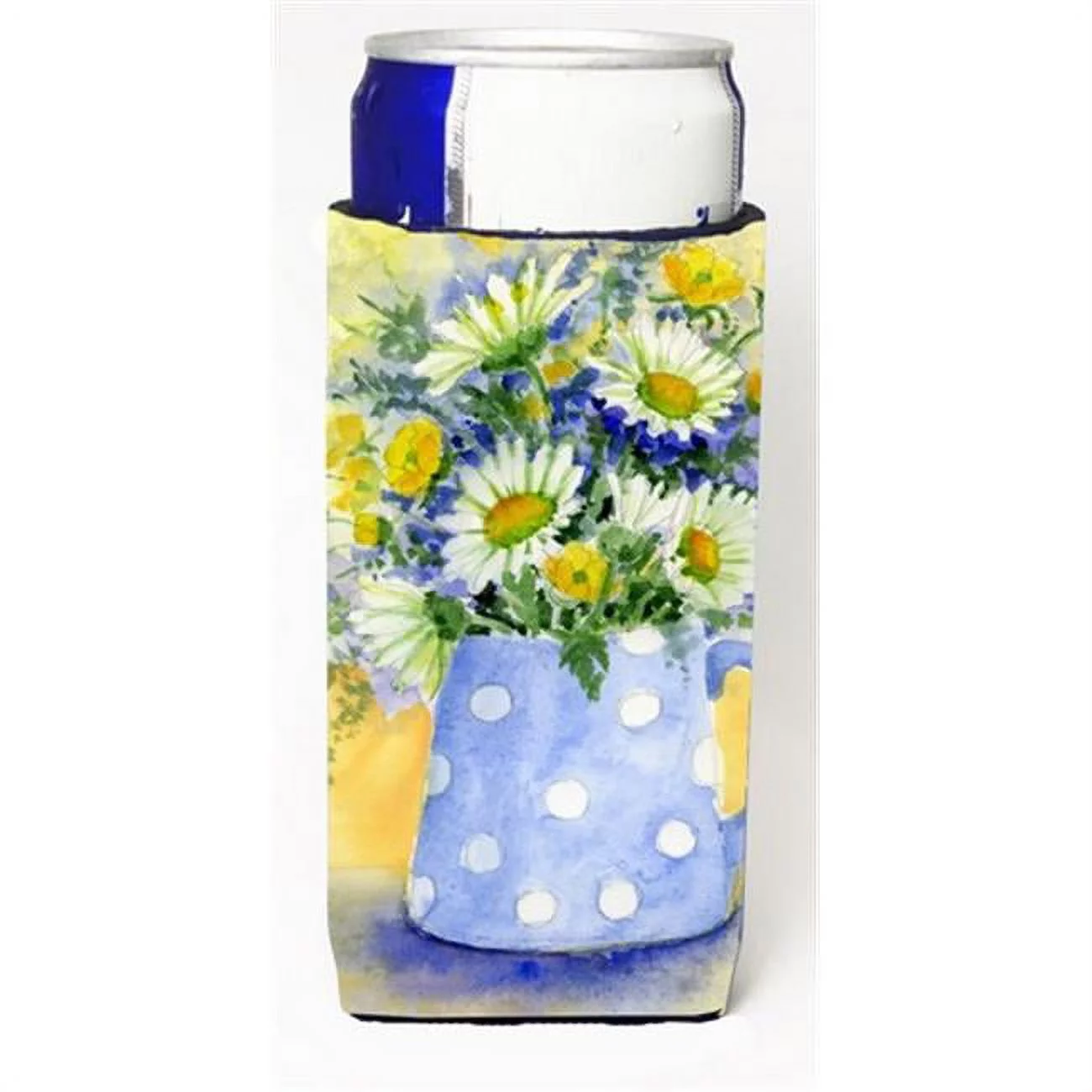 Blue & Yellow Flowers by Maureen Bonfield Michelob Ultra Can coolers for Slim Cans