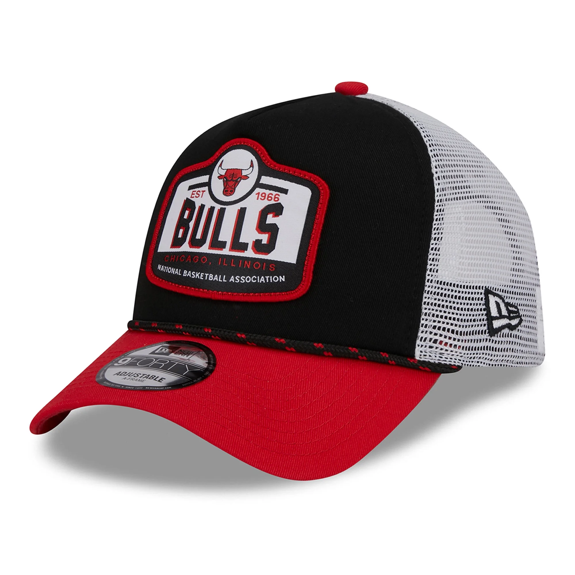 Men's New Era Black/Red Chicago Bulls  A-Frame 9FORTY Trucker Hat - OSFA