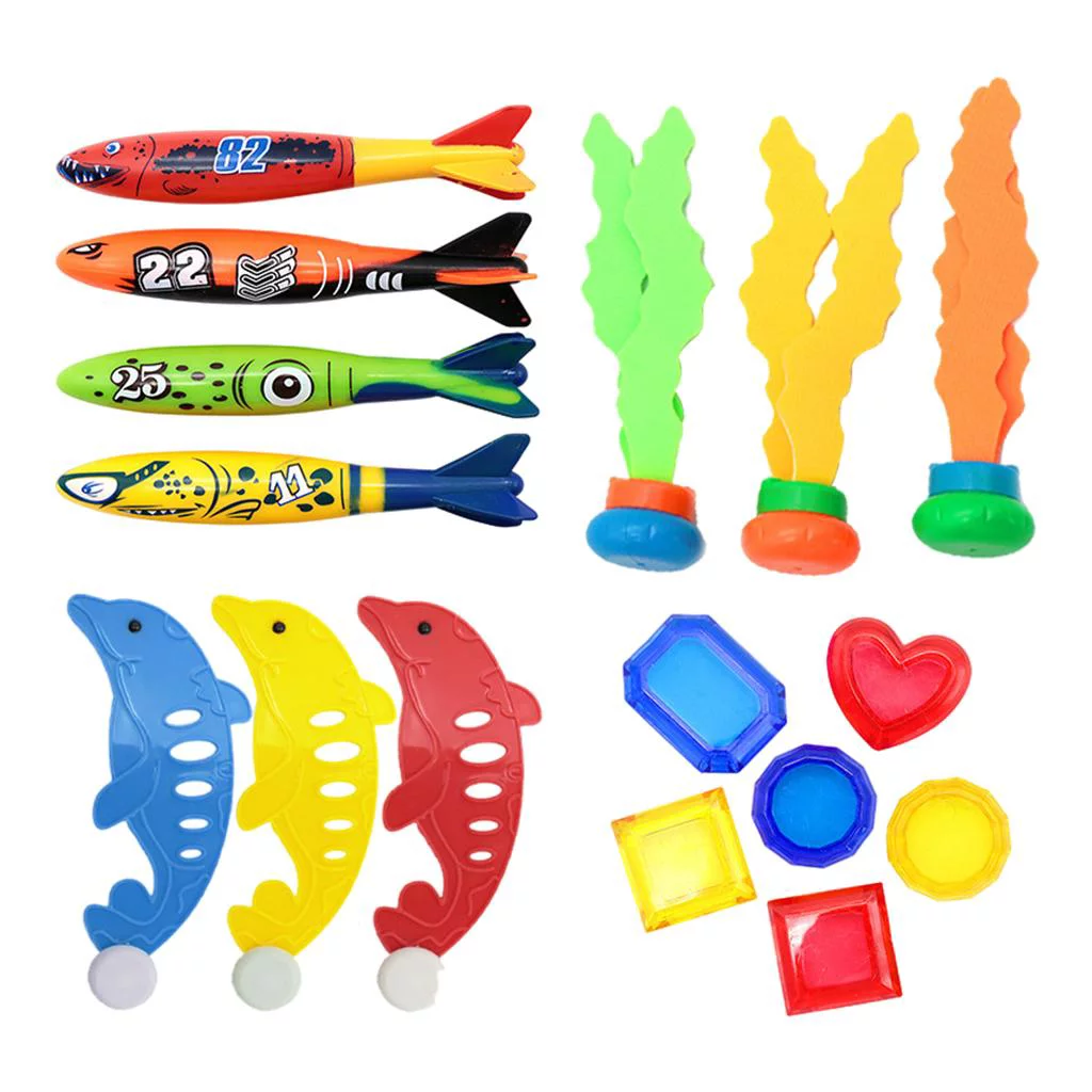 Pool Diving Toy Set for Boys Girls Age Years Dive Grass Diving Sticks Underwater Games Grab Toy - 16pcs