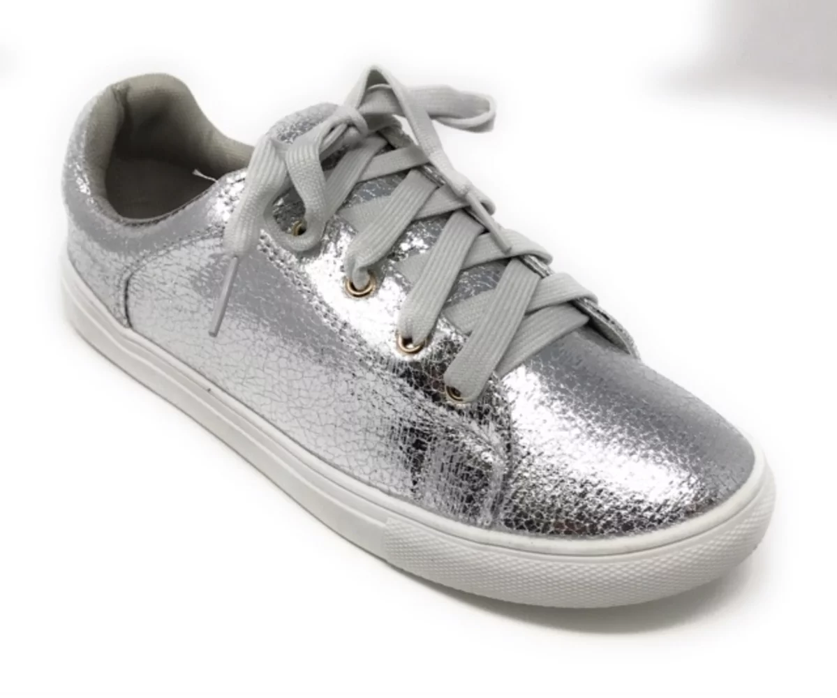 Forever Young Women's Metallic Textured Lace up Sneakers