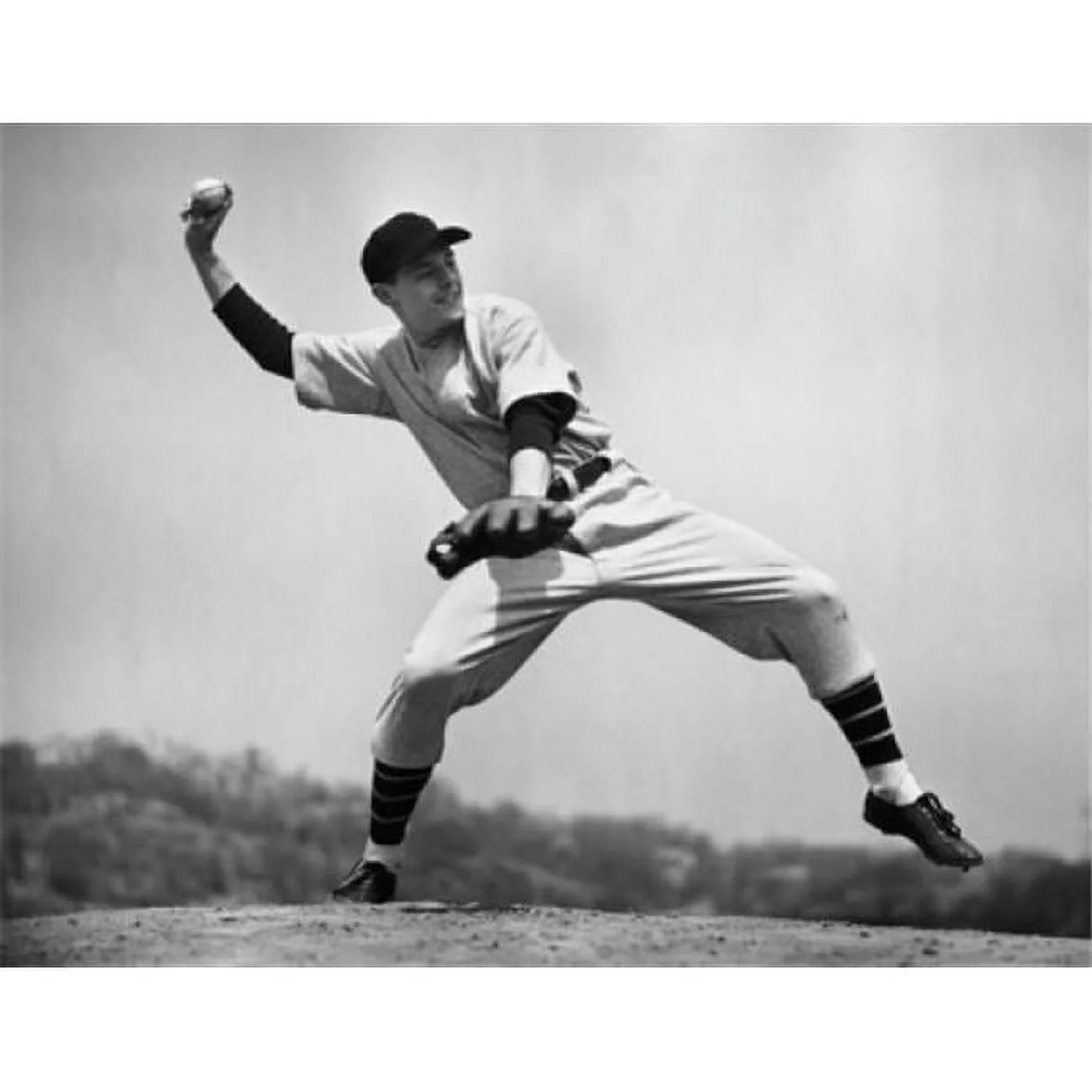 Baseball Player Pitching a Ball Poster Print - 18 x 24 in.