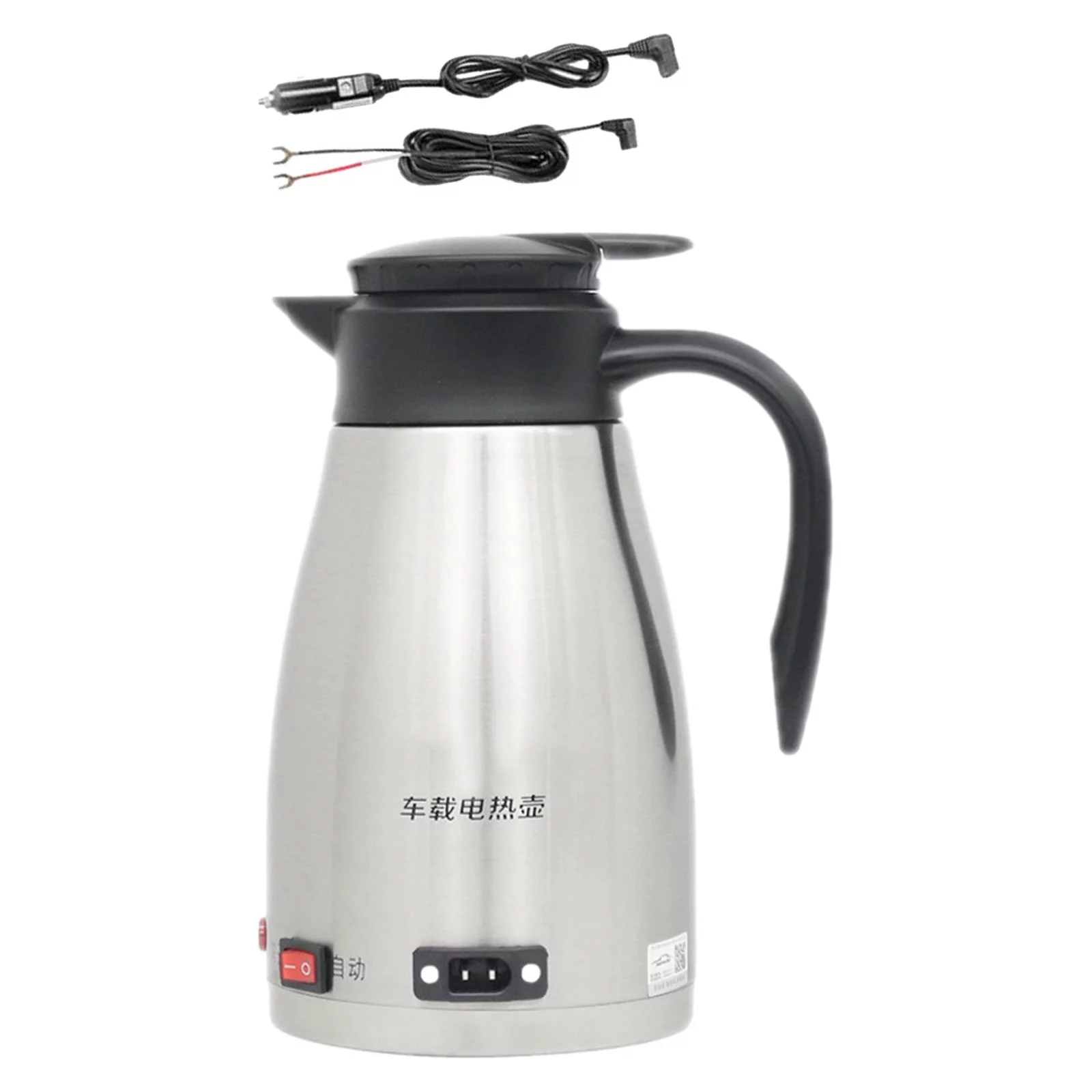 Car Electric Kettle Stainless Steel Coffee Warmer Drinking Cup, Large Capacity, 1300ml Car Mug, Car Water Boiler for Self Driving Tour Camping 12V