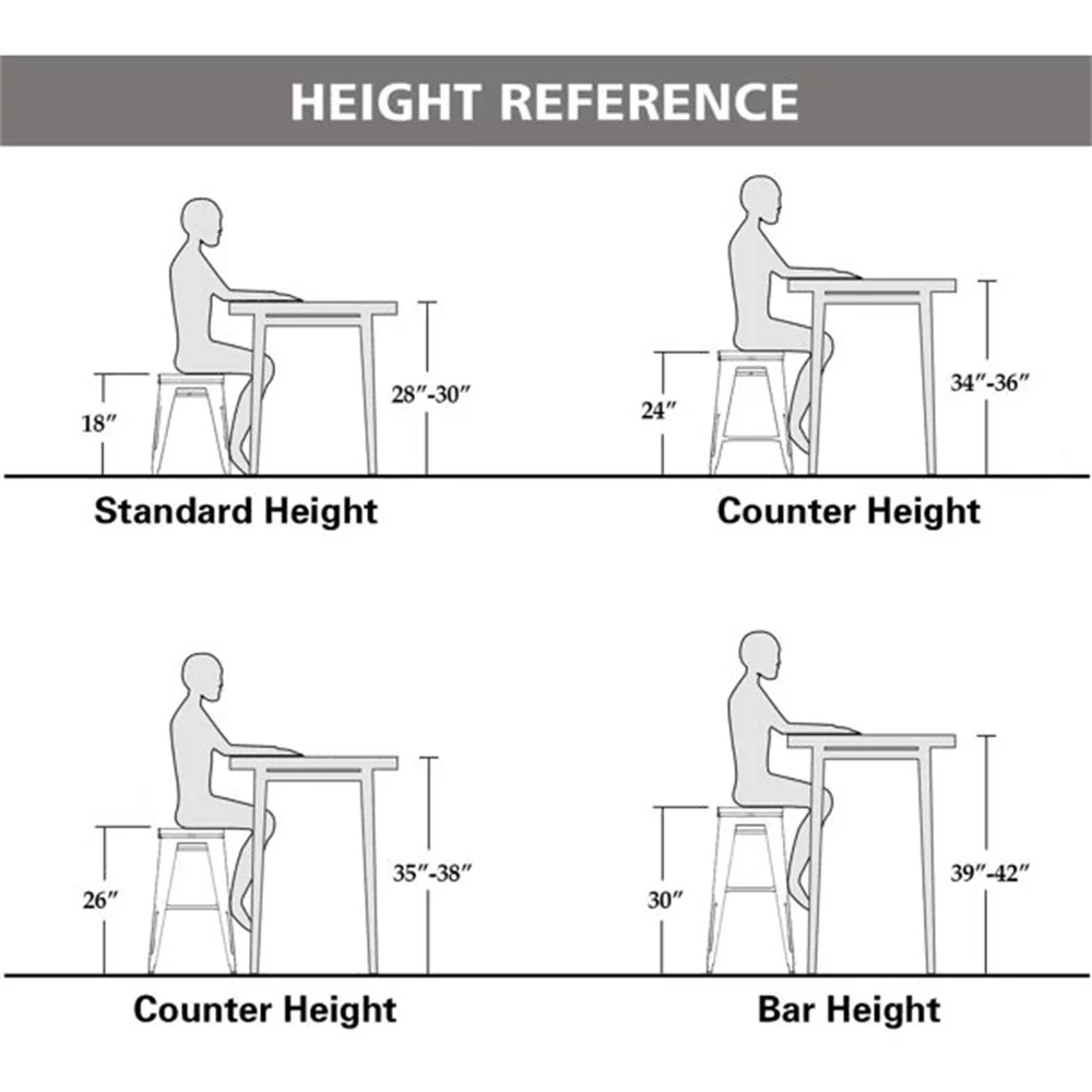 Andeworld 24' Metal Bar Stools Set of 4 Counter Height Stools with Wood Top Low Back Gunmetal