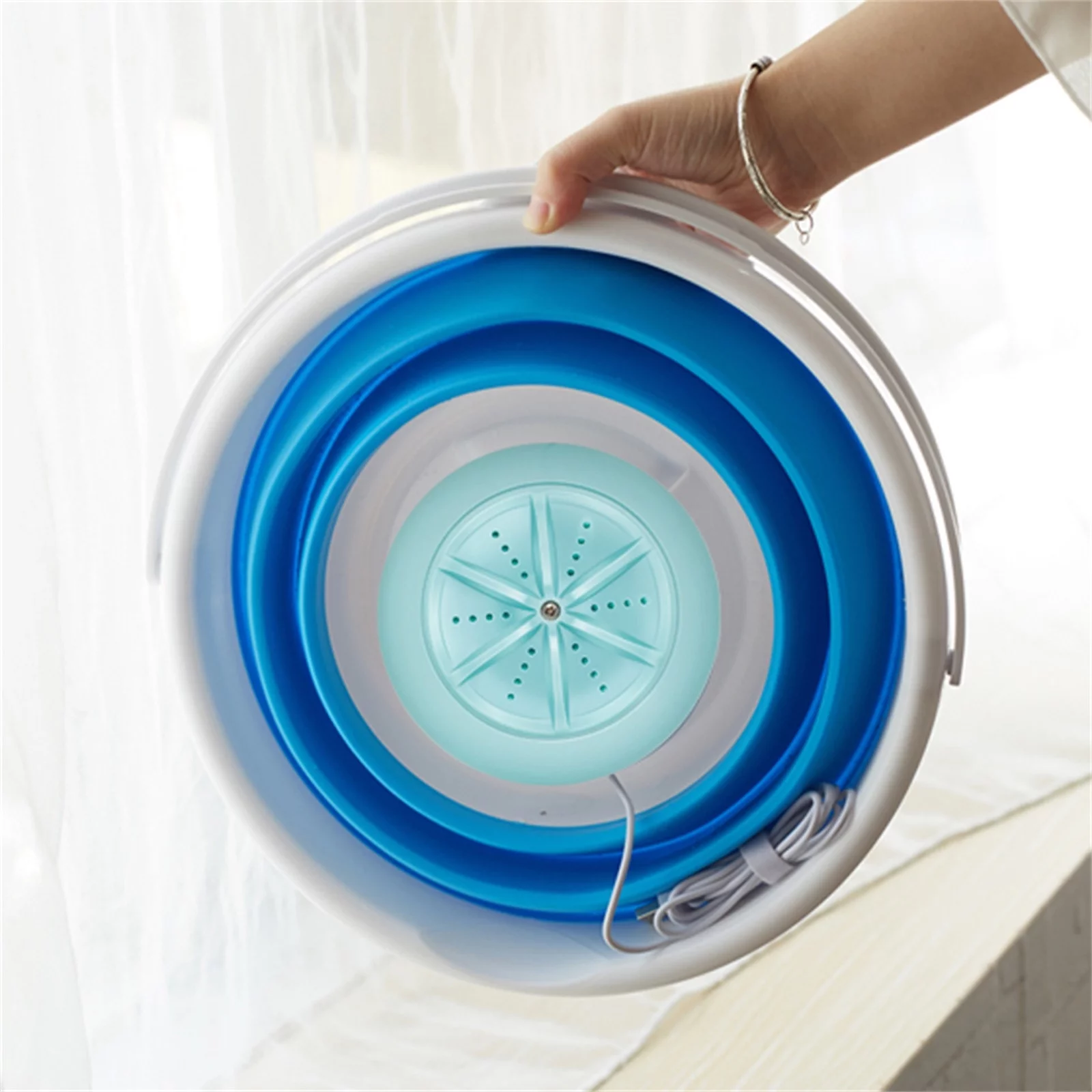 Christmas Savings Feltree USB Charging For Mini Portable Personal Turbo Washer With Foldable Bathtub 10L