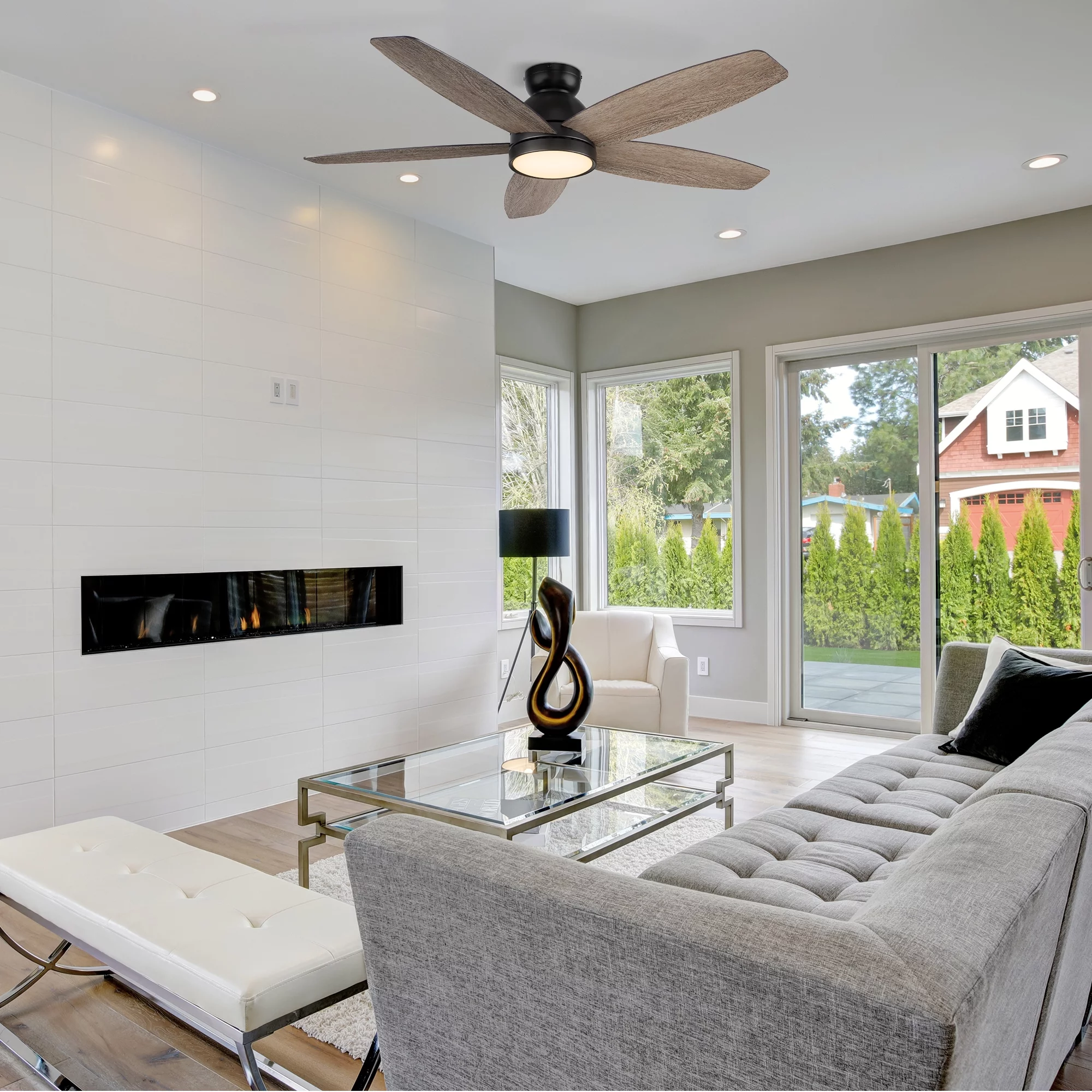 CARRO 52' Flush Mount Indoor Ceiling Fan with Remote and Dimmable Light