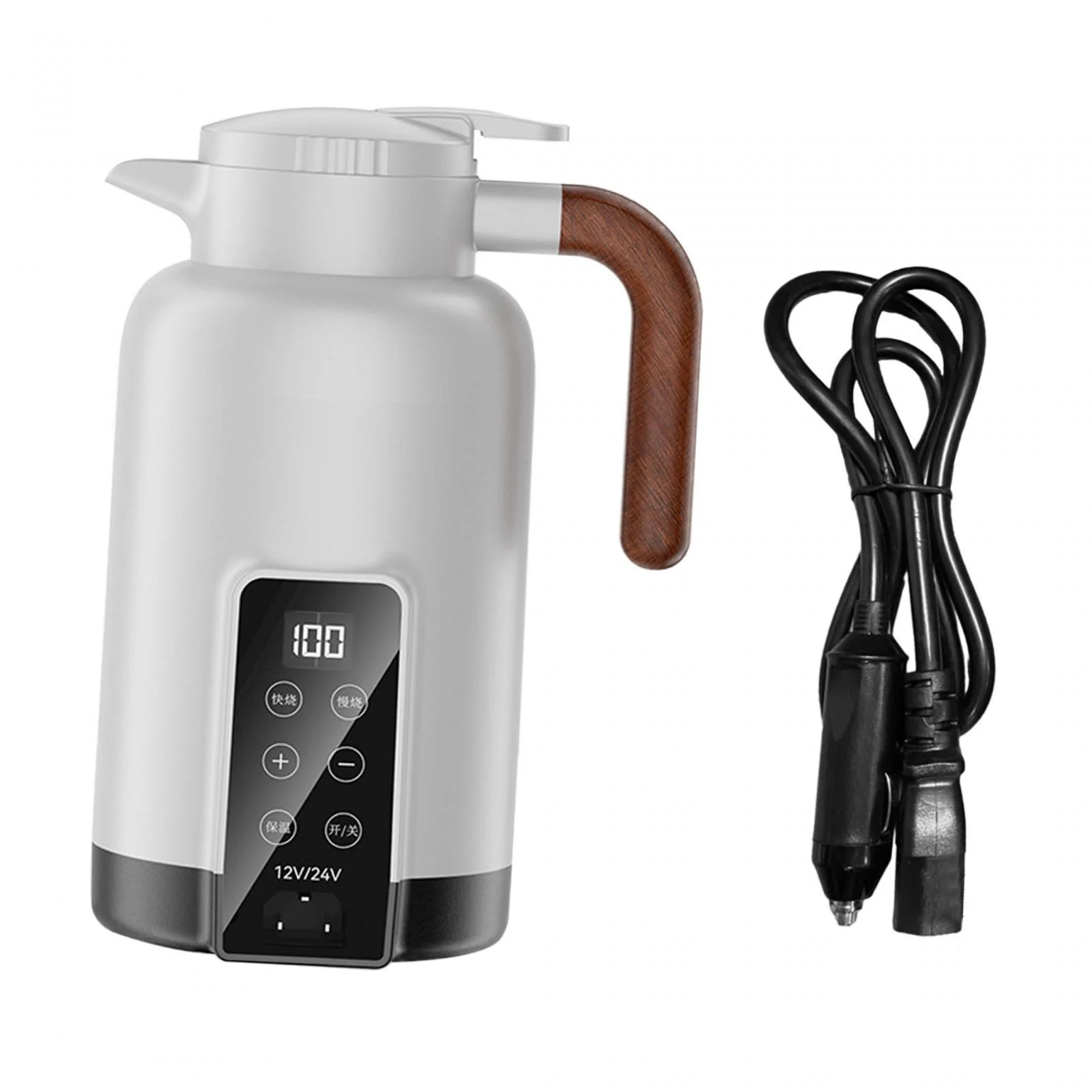 flameer Car Heating Cup Automatic Heating Kettle Electric Hot Water Cup for Milk Heating White