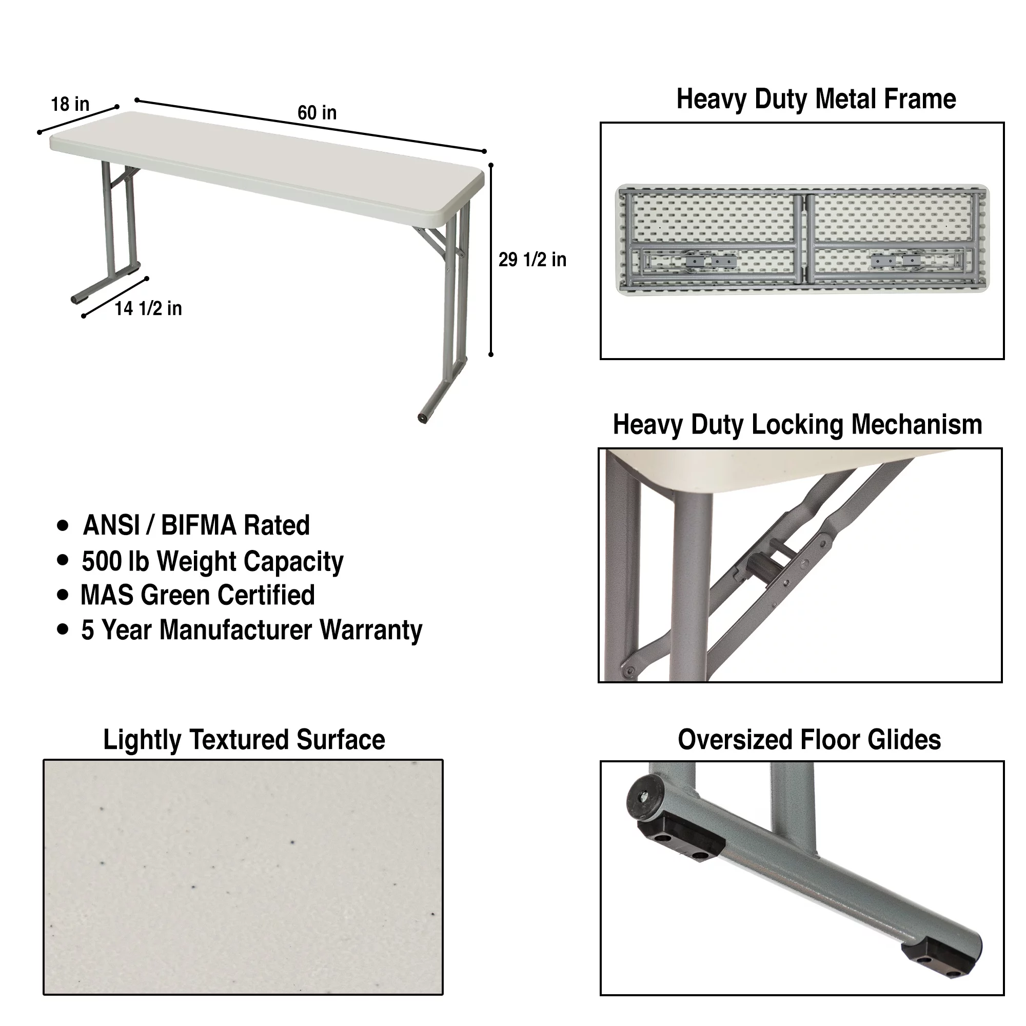 Hampden Furnishings Baldwin Collection, 18' x 60' Seminar Folding Table, Grey
