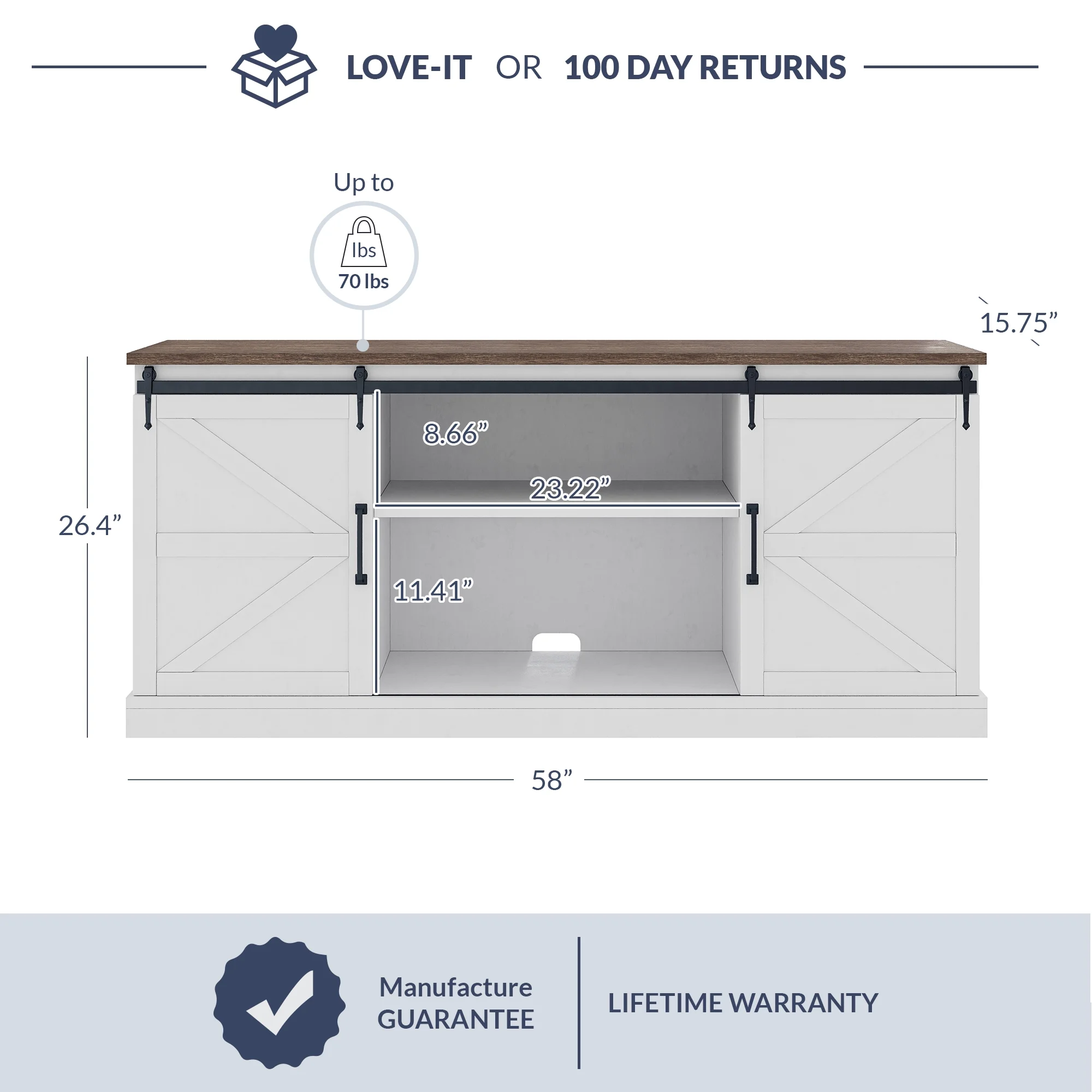 BELLEZE 58' TV Stand for TVs Up to 65