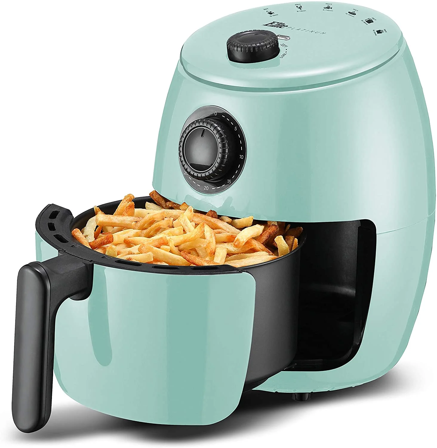 Elite Gourmet - 2.1qt Analog Hot Air Fryer - Mint Blue