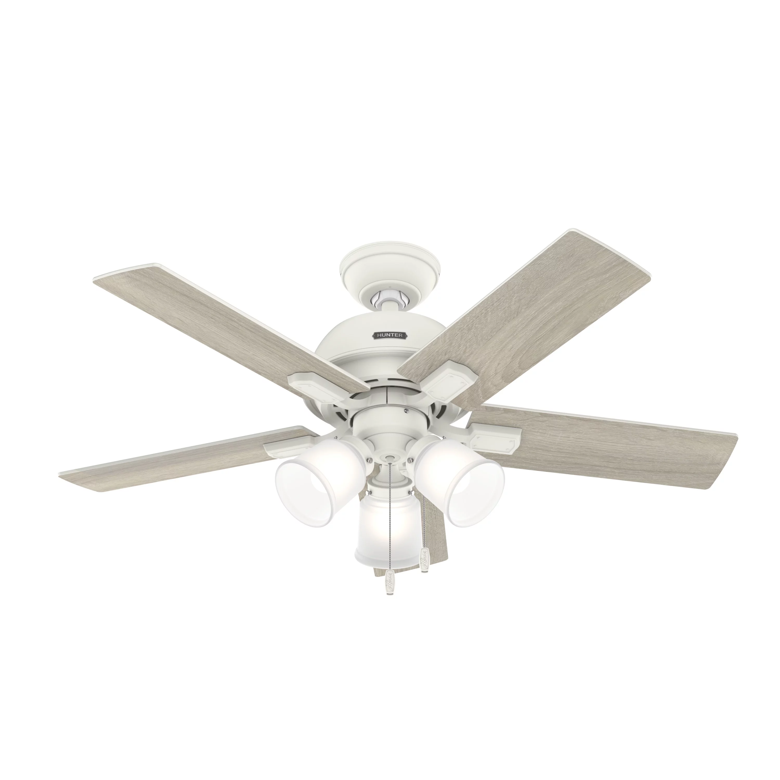 HUNTER - 52350 - Hunter 44 inch Crystal Peak Matte White Ceiling Fan with LED Light Kit and Pull Chain
