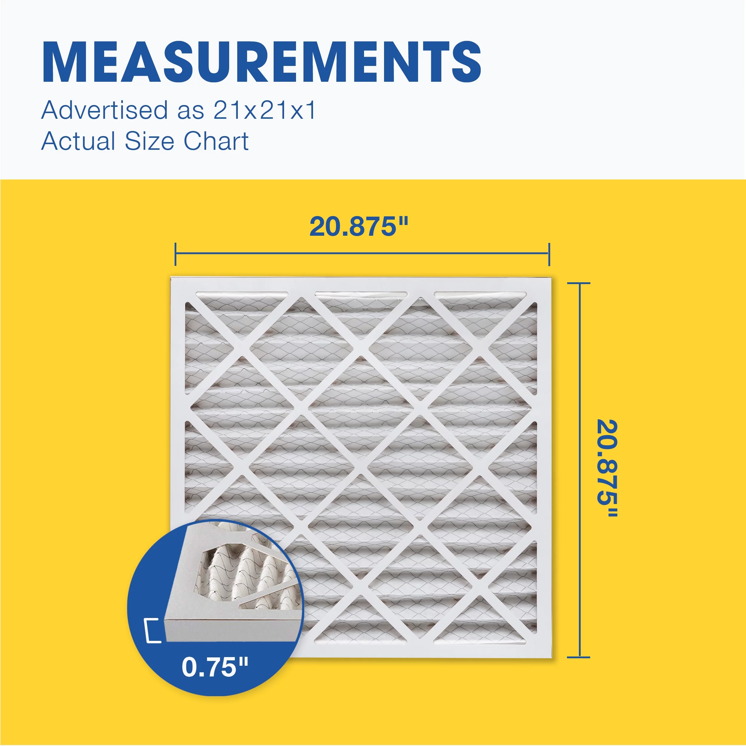 Aerostar 21x21x1 MERV 11 Pleated Air Filter, AC Furnace Air Filter, 6 Pack