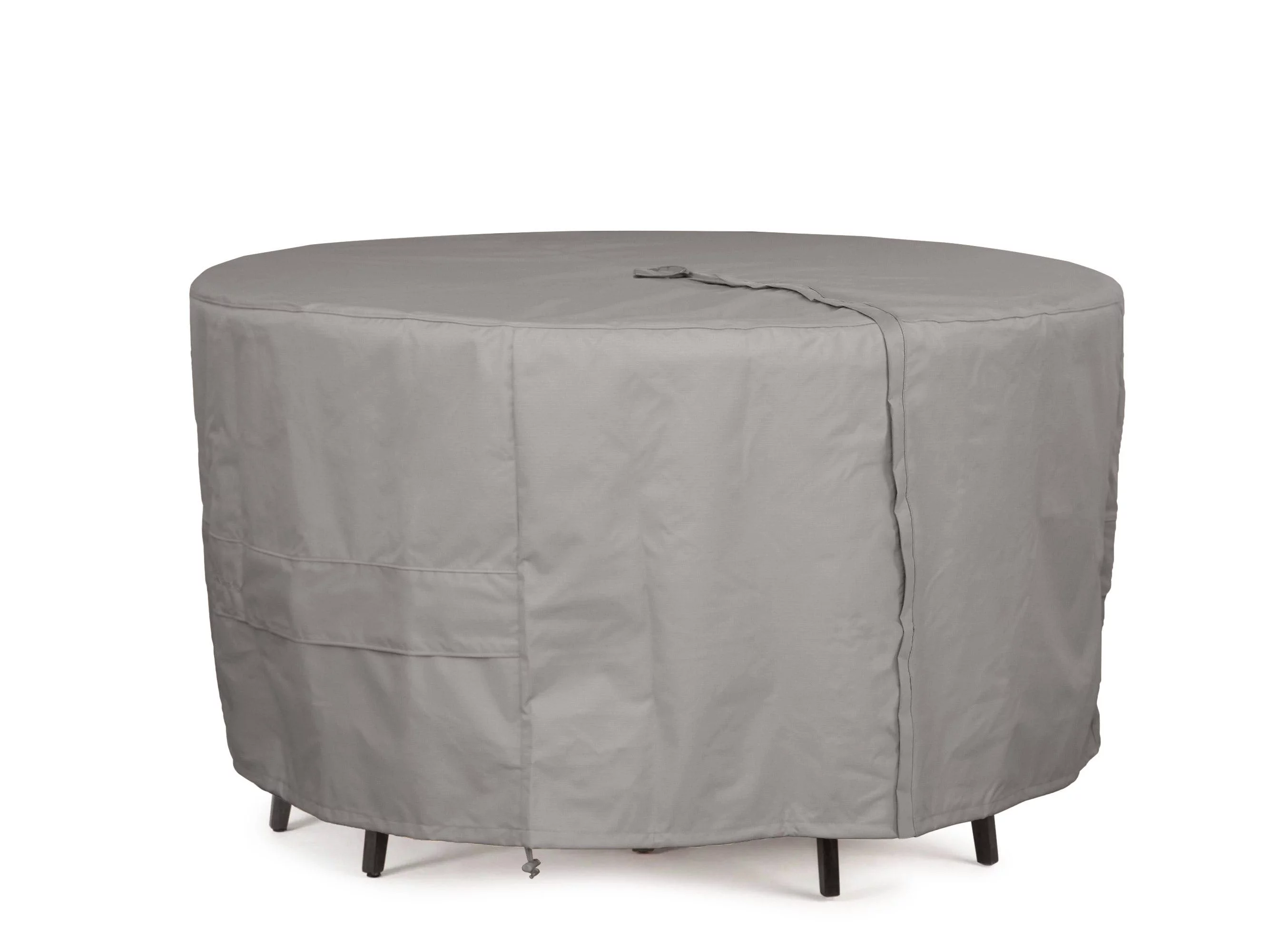 Covermates Round Dining Table/Chair Set Cover - Heavy-Duty Polyester, Weather Resistant, Center Hole for Umbrella, Patio Table Covers, 106DIAMETER x 25H, Ripstop Black