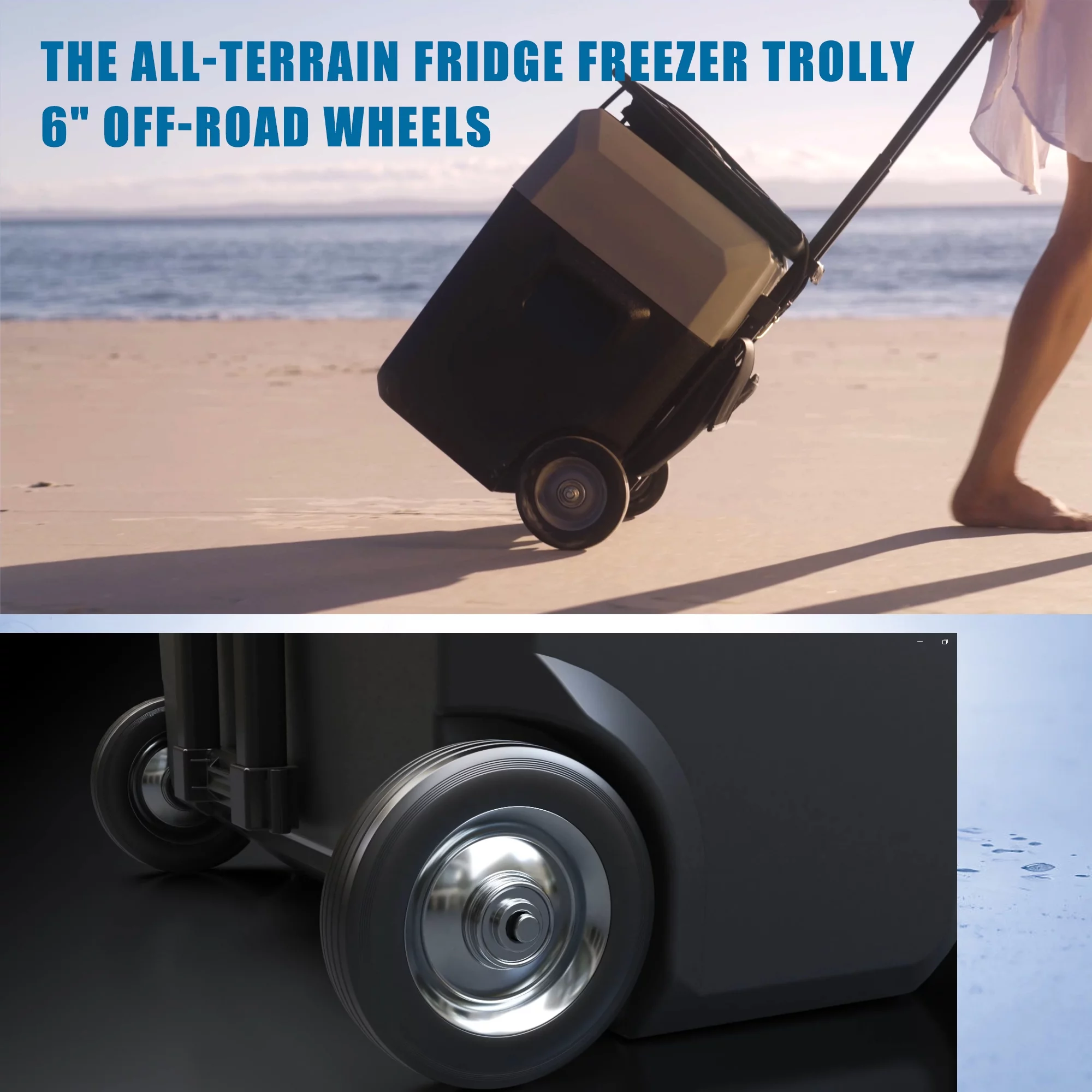 ACOPOWER 52Qt Portable Refrigerator Freezer with Battery,App Control and 6'' off-Road Wheels, 12V Cooler Freezer,Low Noice