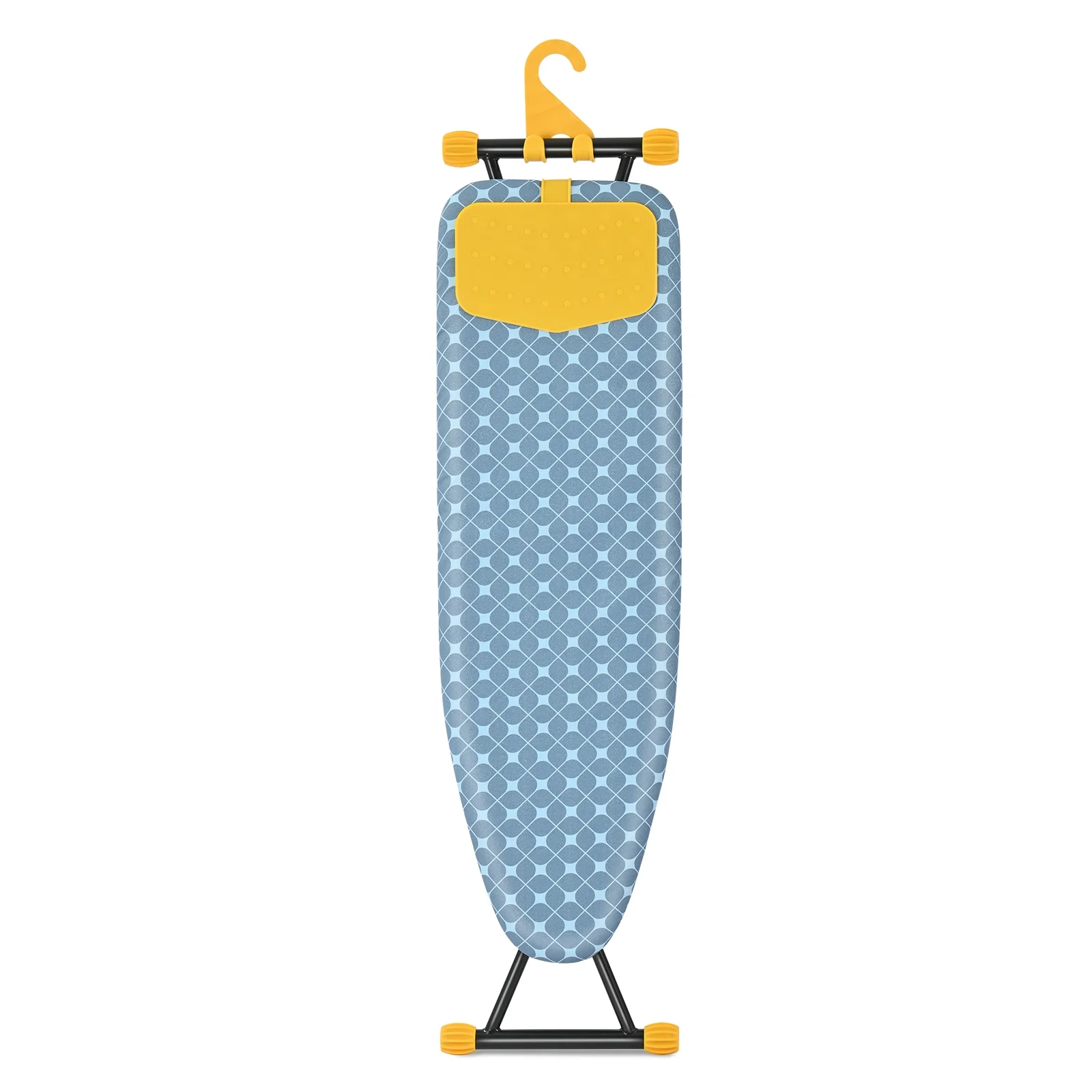 KK KINGRACK Ironing Board, Iron Board Full Size with Hanger & Rotating Nonslip Feet, 7 Level Height Adjustable, 43x13 in, Yellow