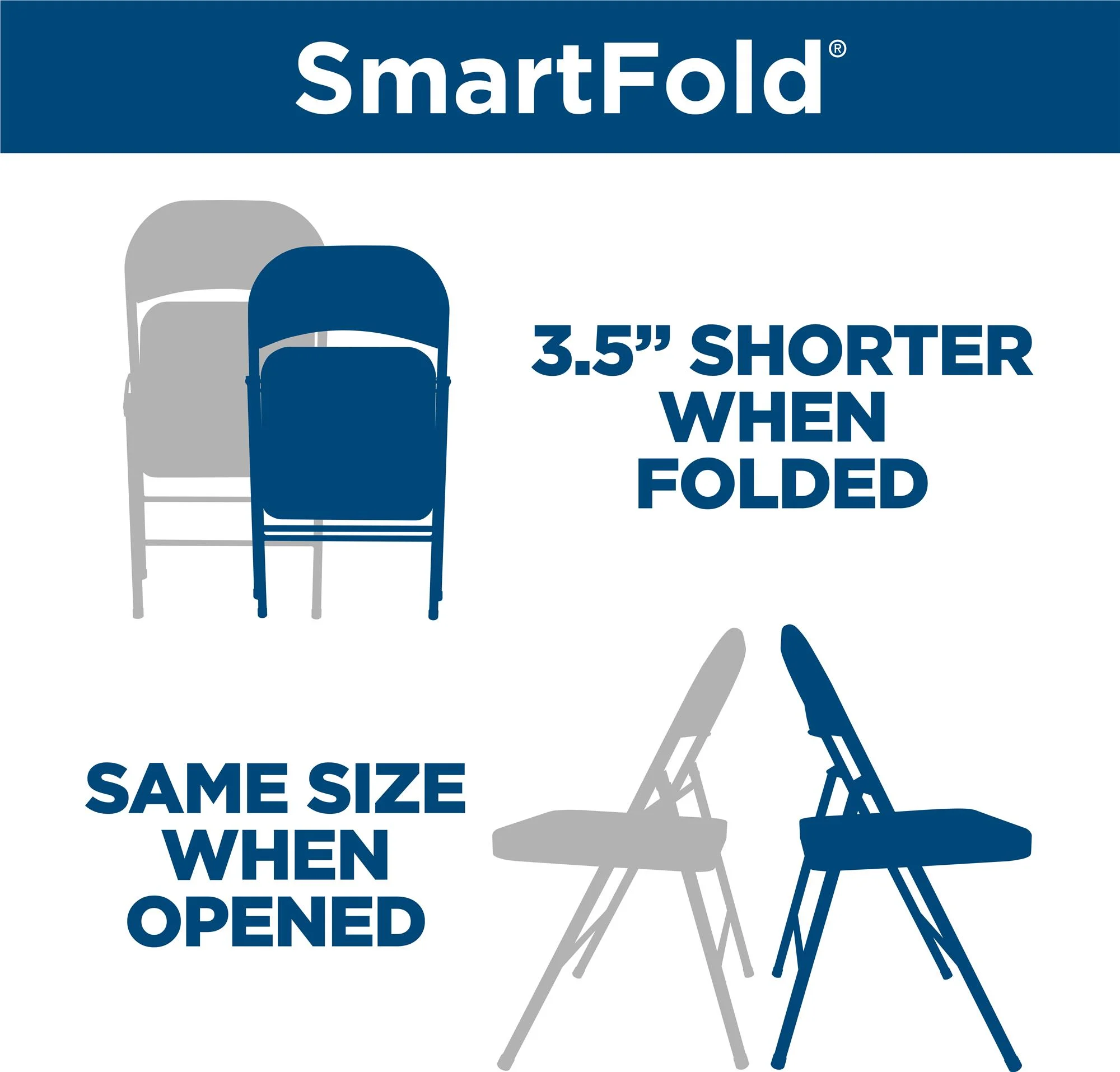 COSCO SmartFold All-Steel Folding Chair, 4-Pack, Grey