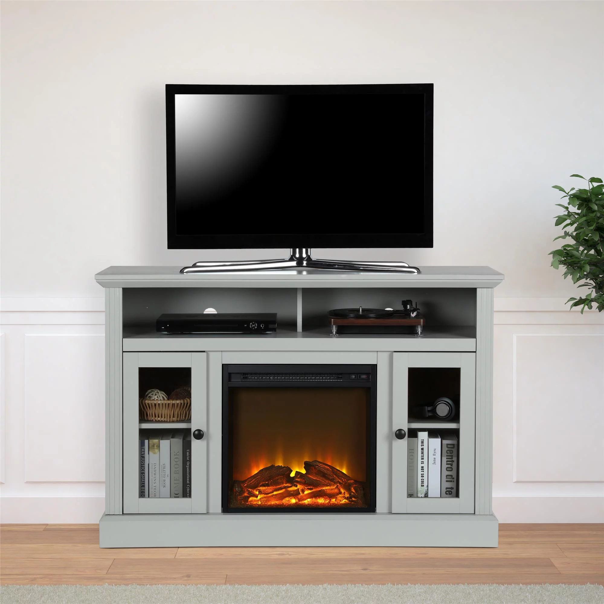 Ameriwood Home Leesburg Electric Fireplace TV Console for TVs up to a 50