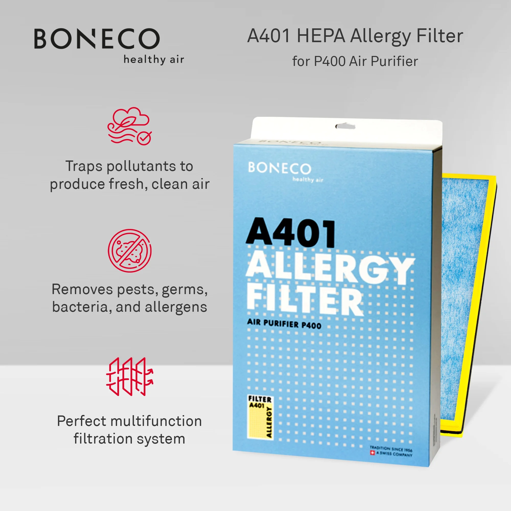 Open Box Boneco HEPA Allergy Filter w/ Activated Carbon for P400 Air Purifier