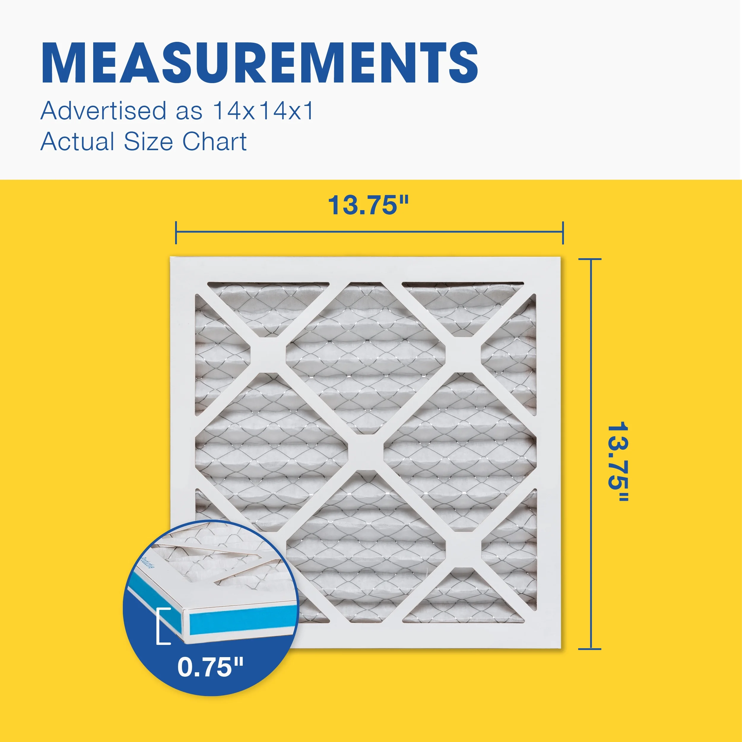 Aerostar 14x14x1 MERV 13 Pleated Air Filter, AC Furnace Air Filter, 6 Pack