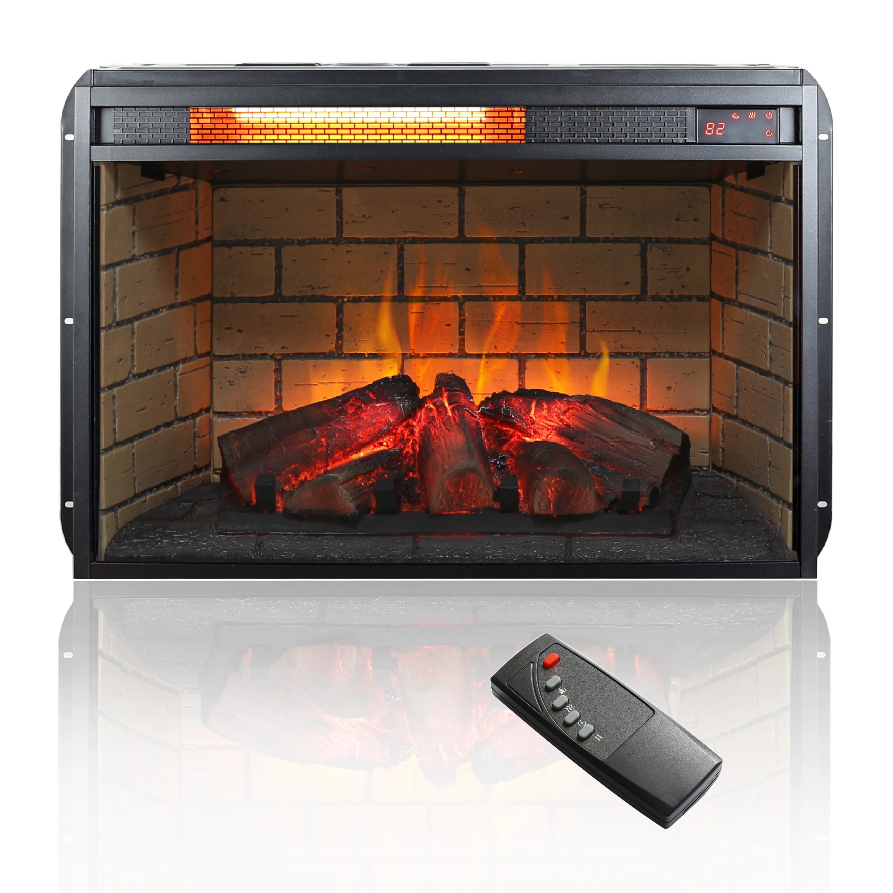 26' Electric Fireplace Insert, Freestanding & Recessed Infrared Quartz Heater with Overheating Protection, Embedded Insert Heater Glass Log Flame Remote, 1500W Heater, CSA Certification