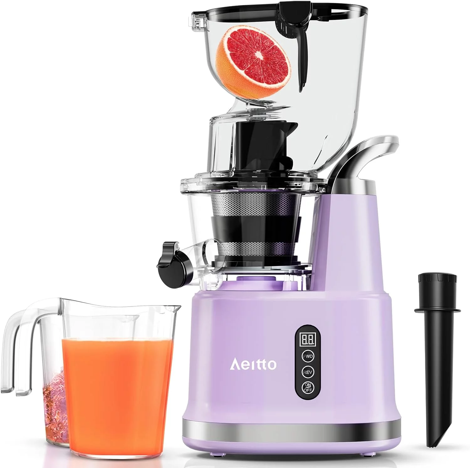 Juicer Machines, Aeitto? Slow Masticating Juicer Pro, Wide-mouthed 3.2-in Chute Cold Press Juicer, Reverse Function, High Juice Yield Extractor, Fruits and Vegetables | BPA Free | Quiet, Light Green