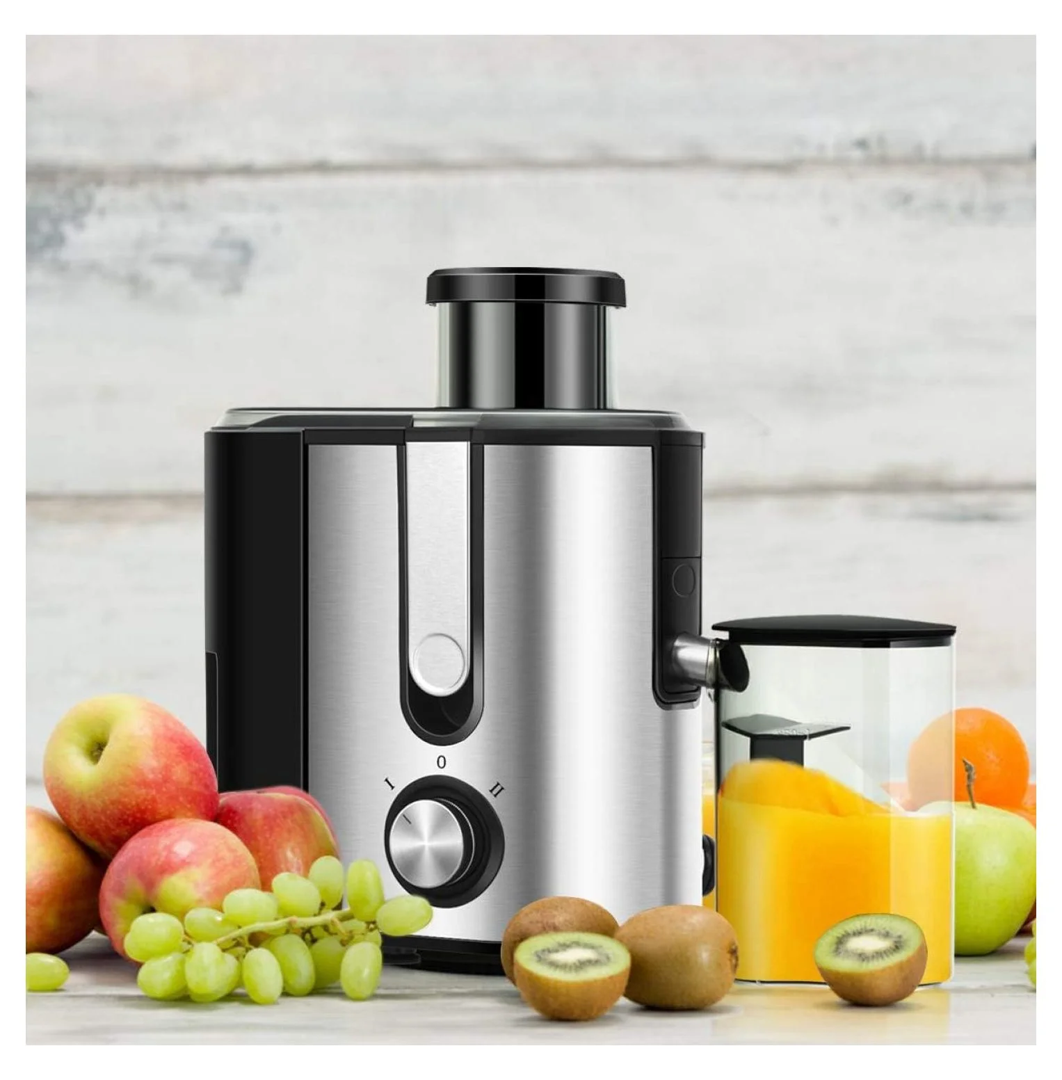 Jiowenm Juicer Machines with 2.5inch Wide Mouth, 400W Masticating Juicer Extractor with Dual Speed Control and Overload Protection, Stainless Steel Centrifugal Juicer with Anti-drip Design, BPA-