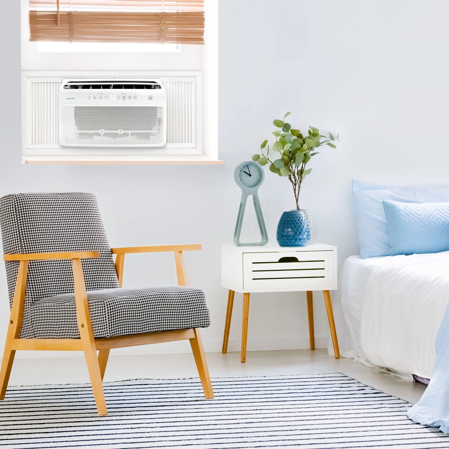 Keystone 12,000 BTU 550 sq ft Window Mounted Inverter Air Conditioner with Remote Control, White, KSTAW12INV