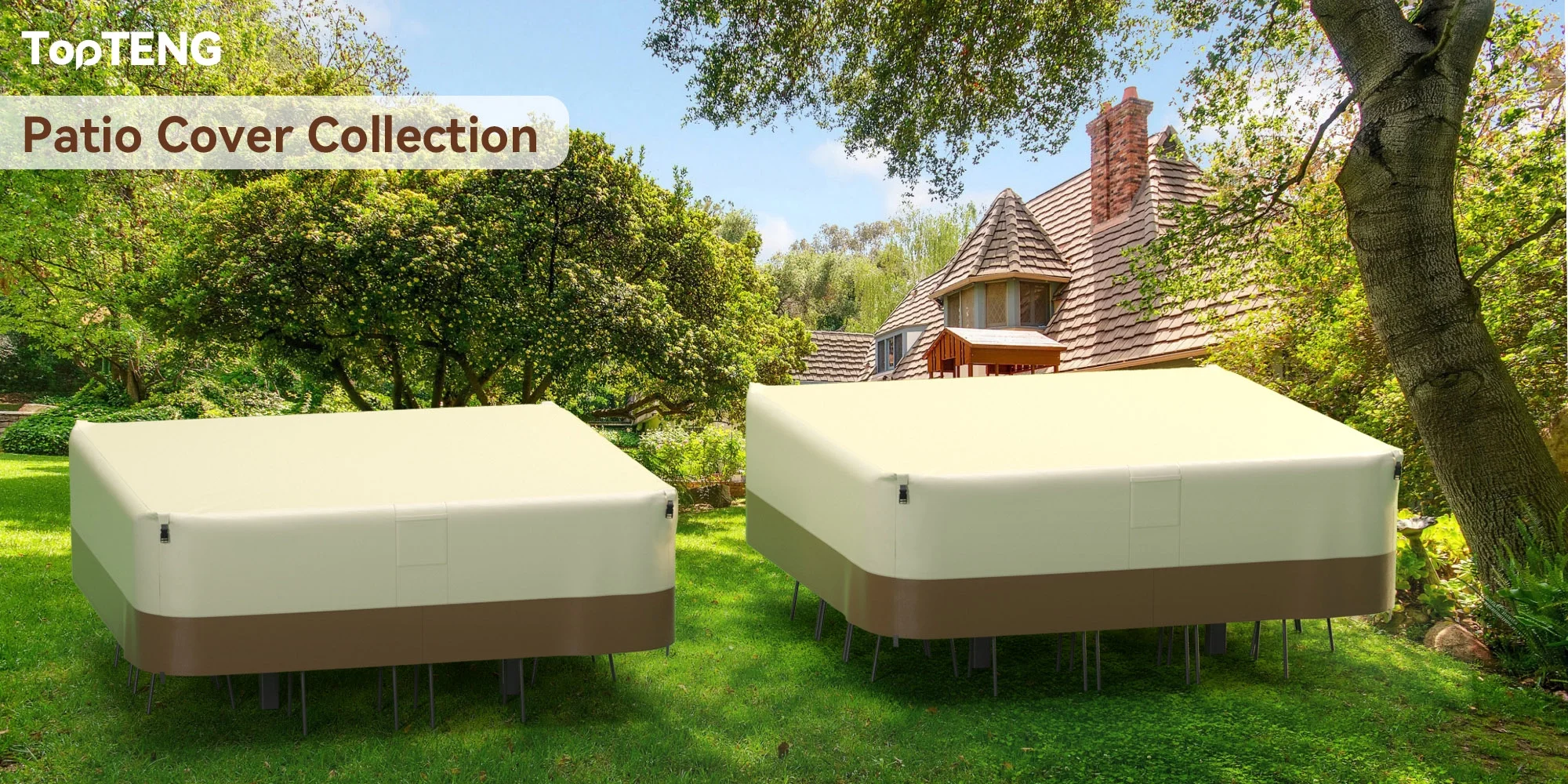 420D Square Waterproof Patio Furniture Cover for Outdoor Table and Chairs B