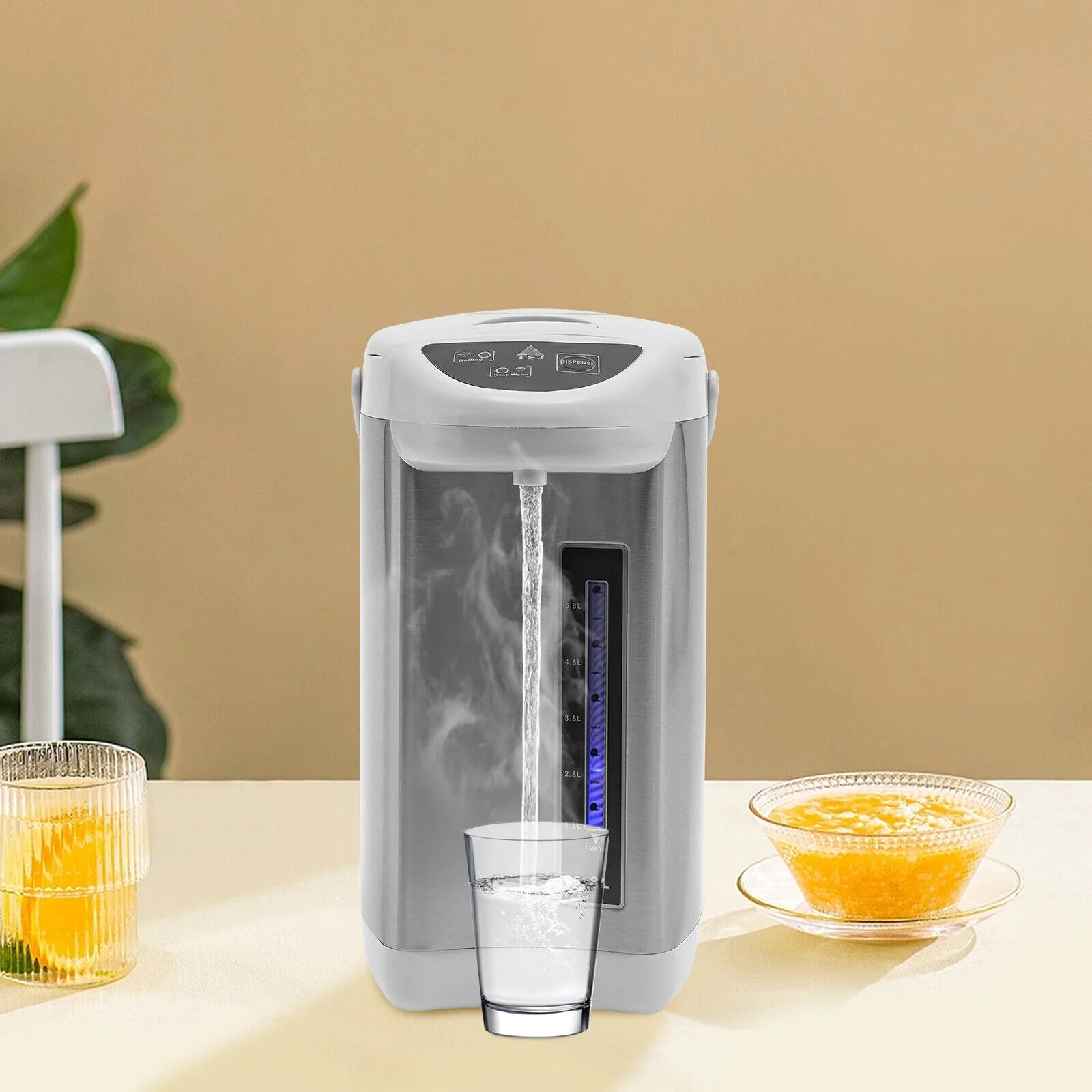 304 Stainless Steel Kettle Removable Water Tank,Electric Kettle Water Boiler & Warmer,Grey